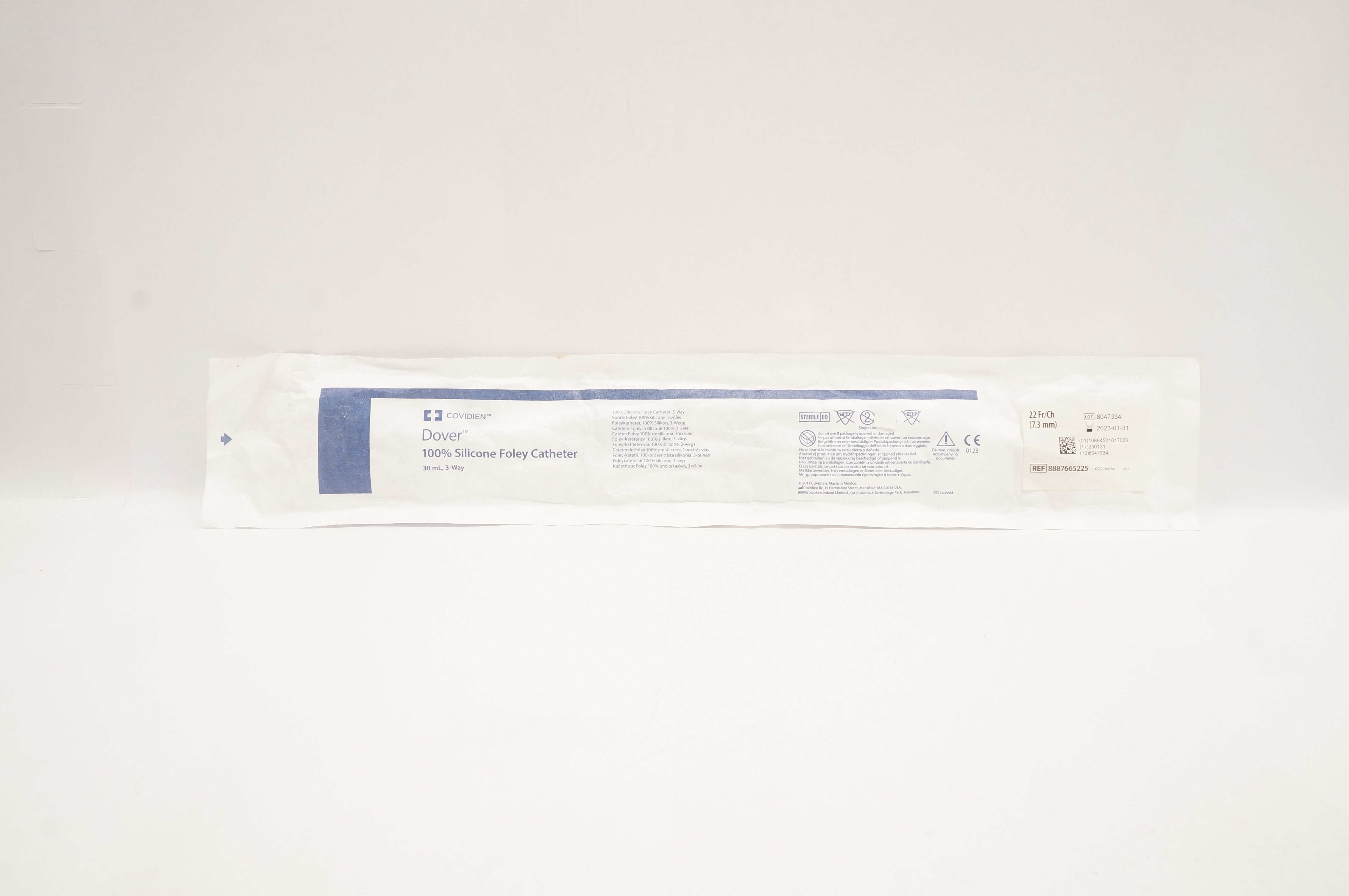 Covidien 8887665225 Dover 100% Silicone Foley Cath. 30mL, 3-Way 22Fr/Ch