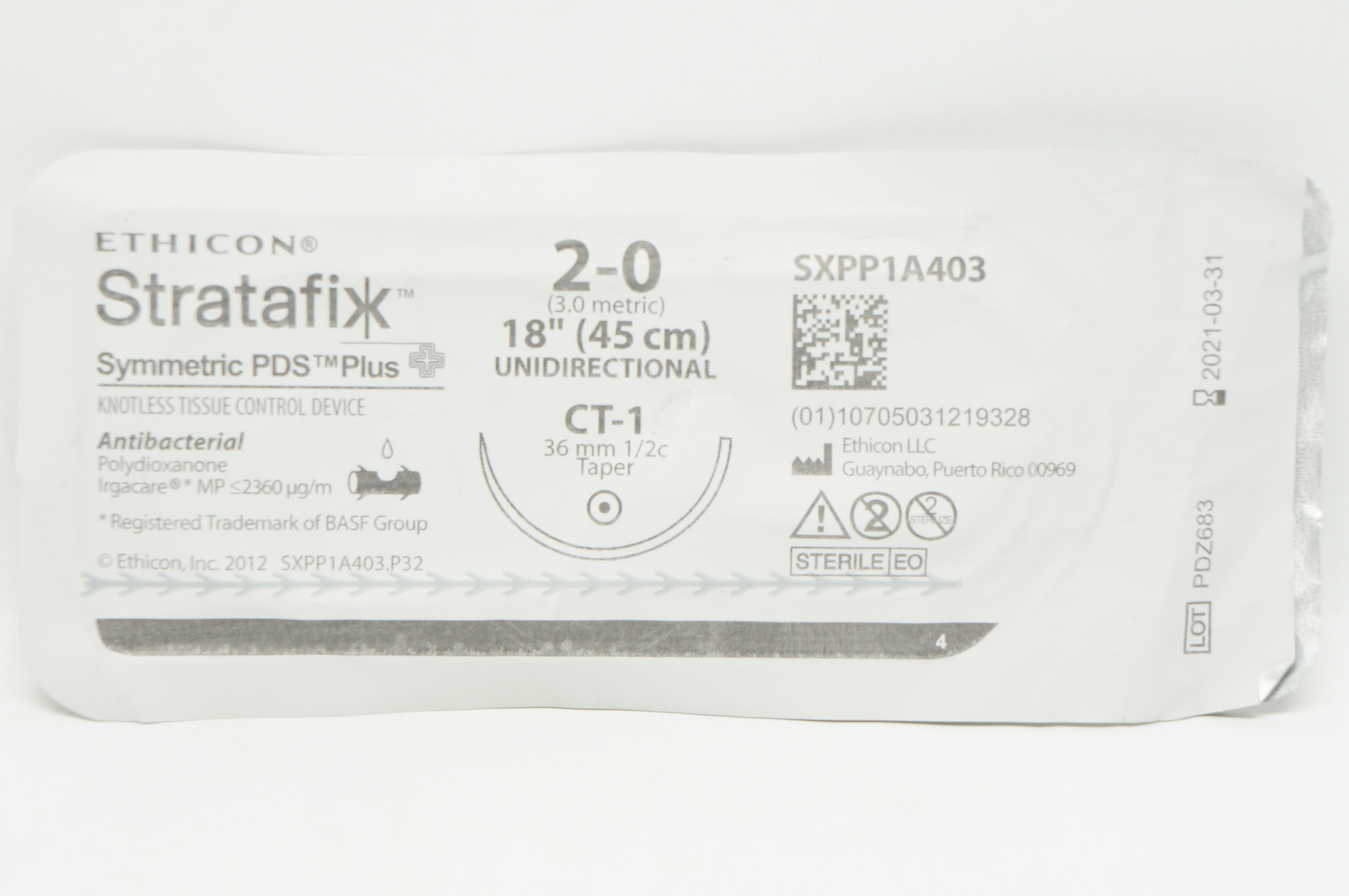 Ethicon SXPP1A403 2-0 Symmetric PDS Plus CT-1 36mm 1/2c Taper 18 inch (x)