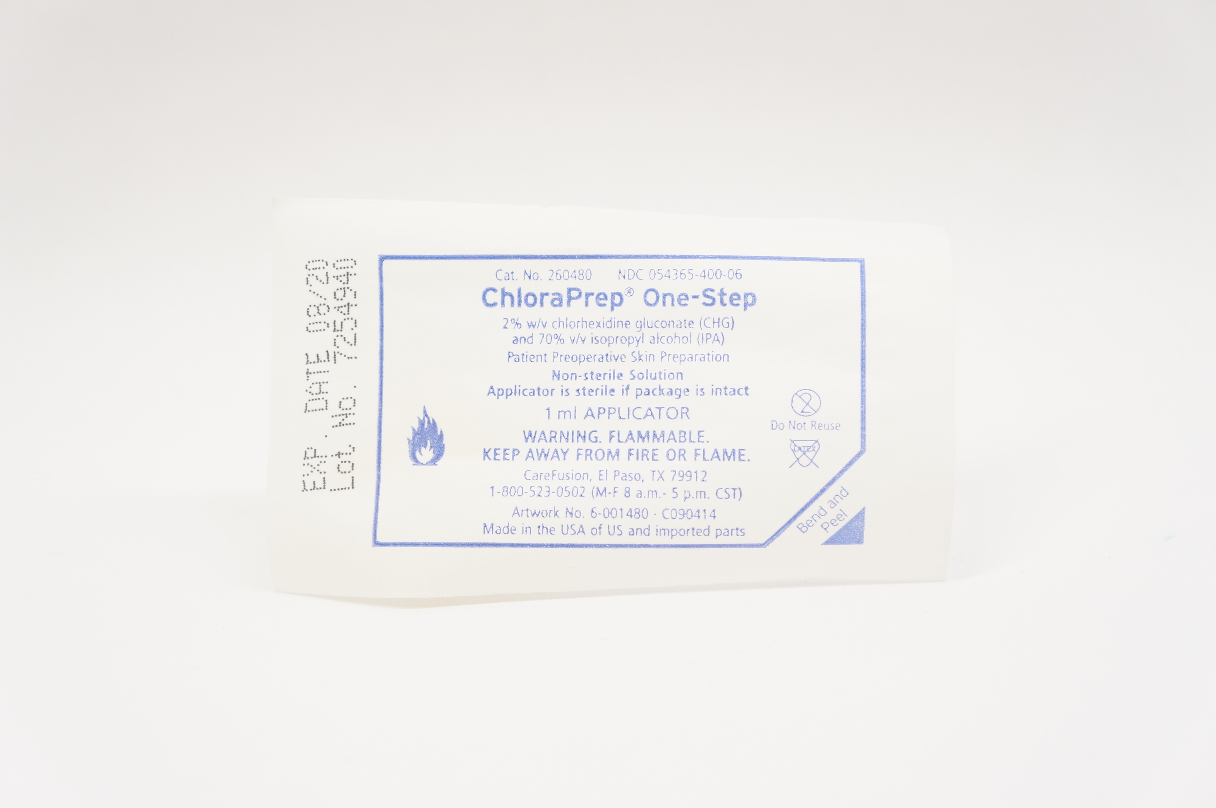 CareFusion 260480 ChloraPrep OneStep 1mL Applicator 2/70 Strength