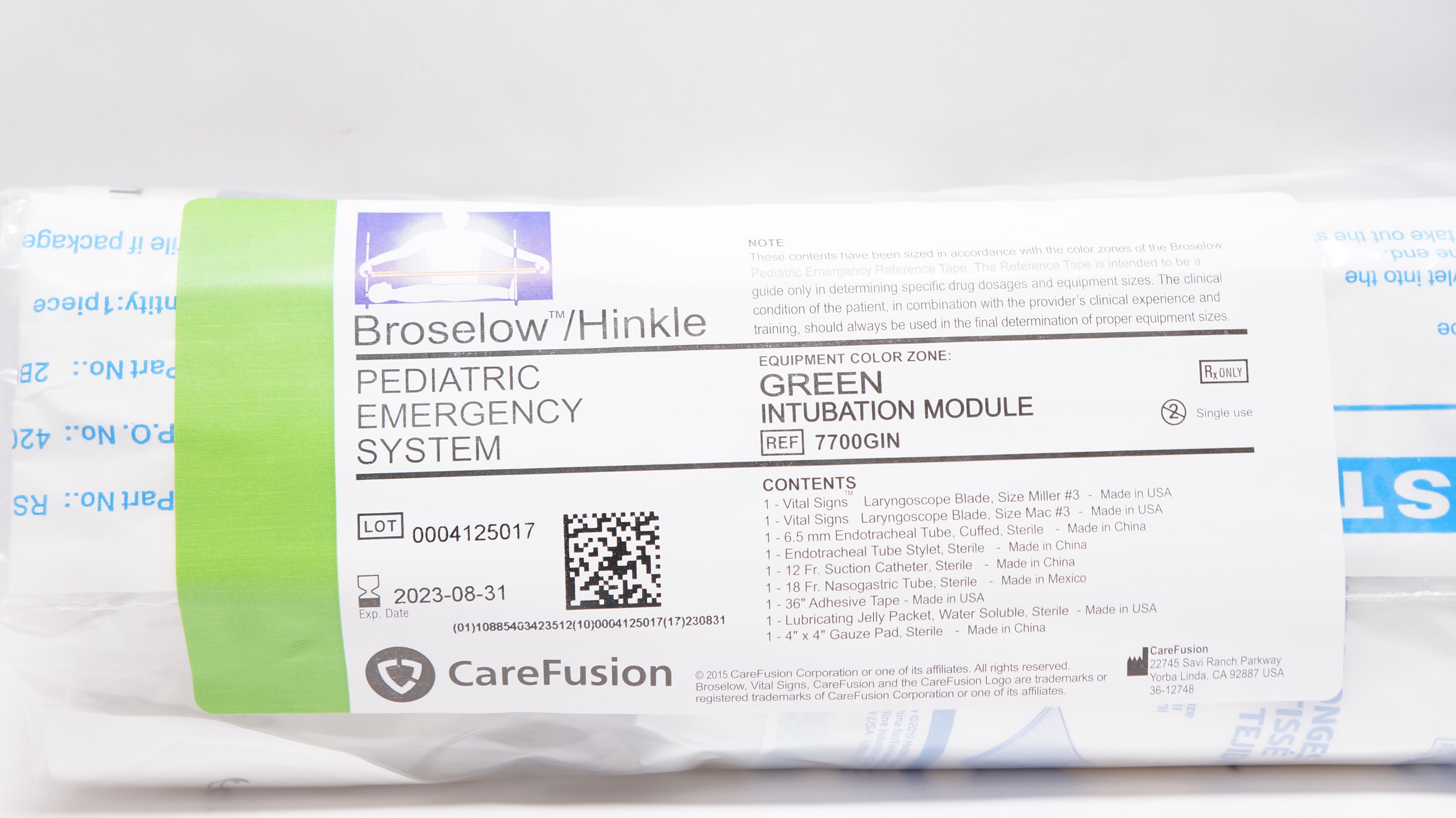 Ruru　ICD化粧品 CareFusion 7700GIN Broselow/Hinkle Pediatric Green Intubation