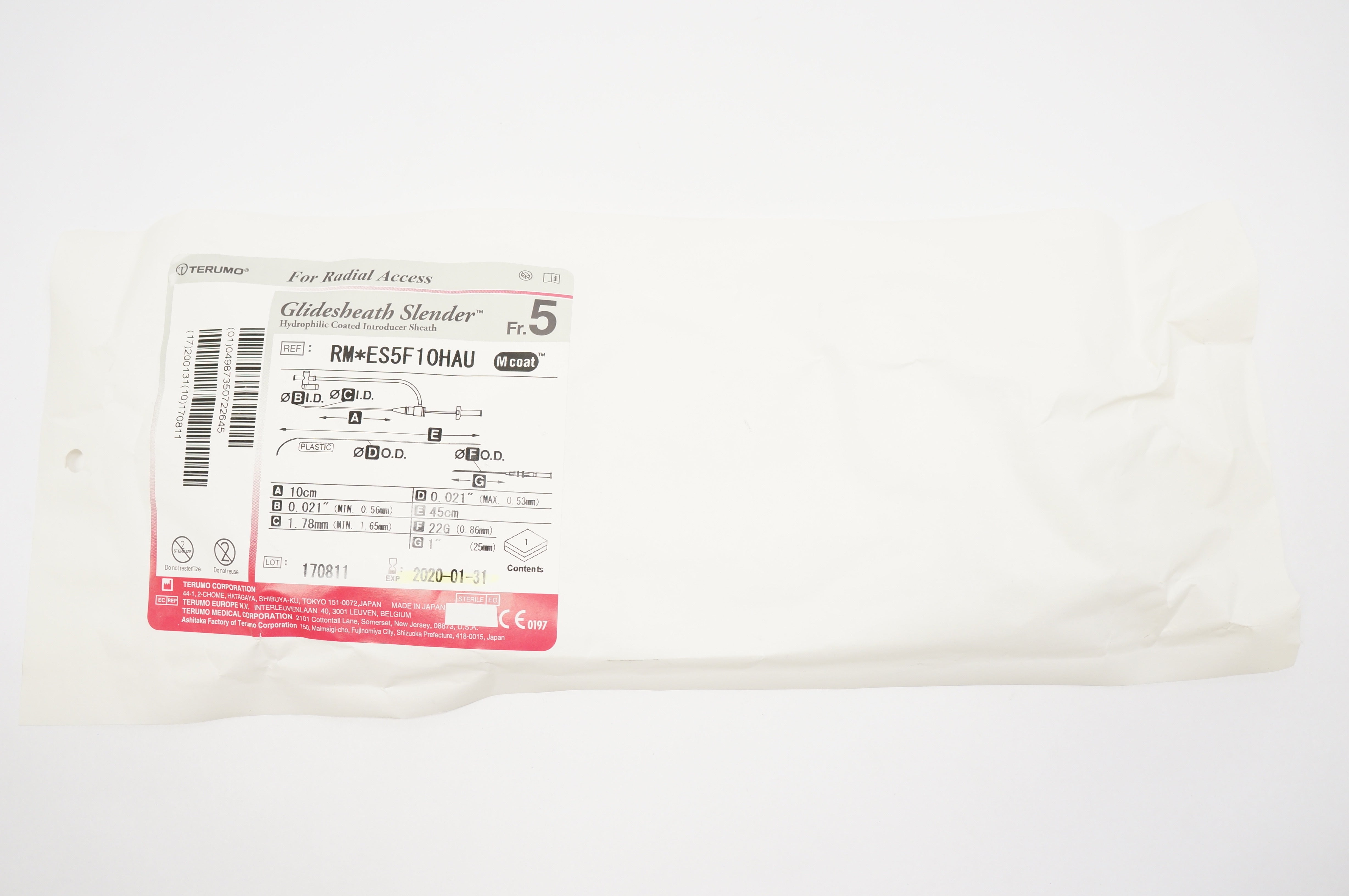 Cook Medical ES5F10HAU Glidesheath Slender Hydrophilic Coated 5Fr. (x)