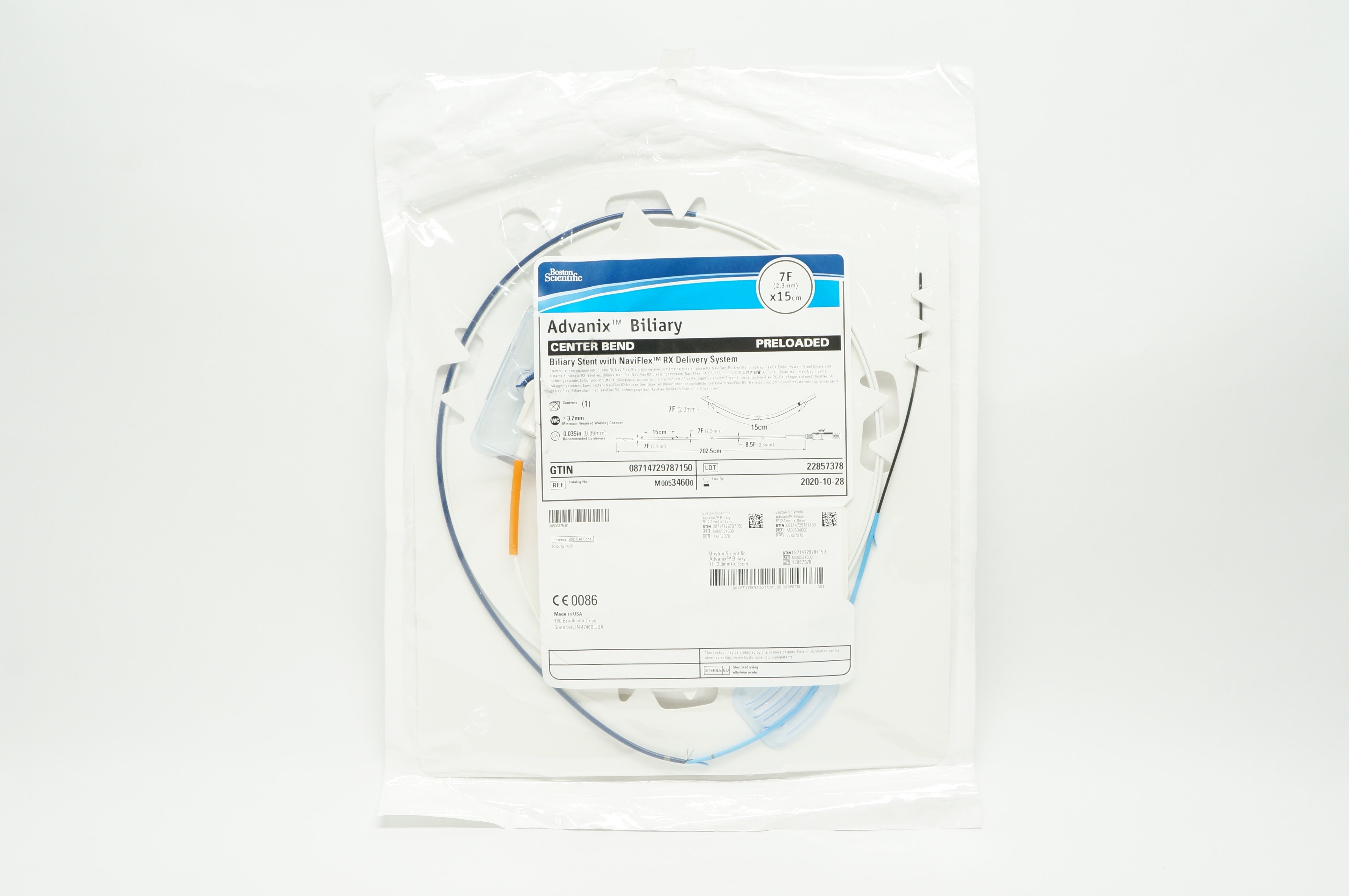 Boston Scientific M00534600 Advanix Biliary Center Bend, Preloaded 7F x 15cm (x)
