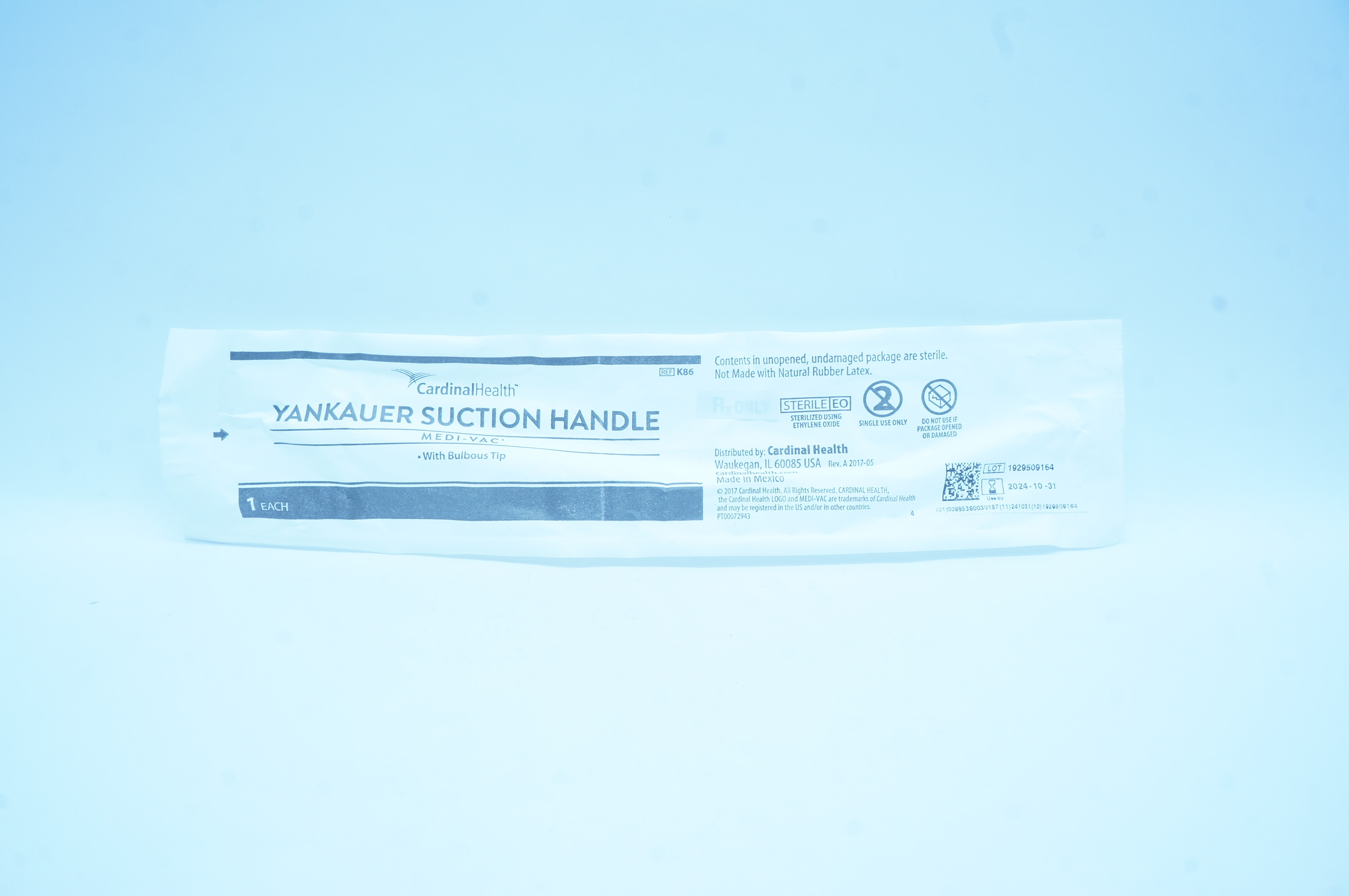 Cardinal Health K86 Medi-Vac Yankauer Suction Handle With Bulbous Tip