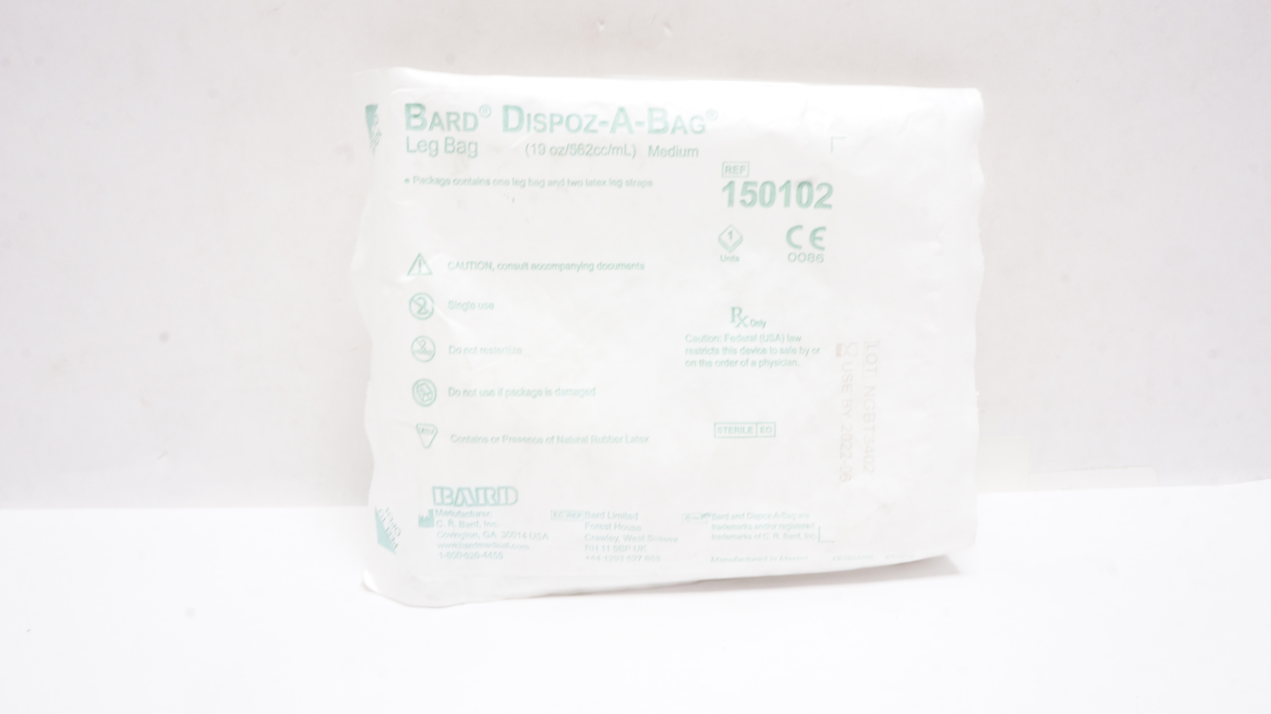Bard 150102 Dispoz-A-Bag Leg Bag 19oz/562cc/mL, Medium (x)