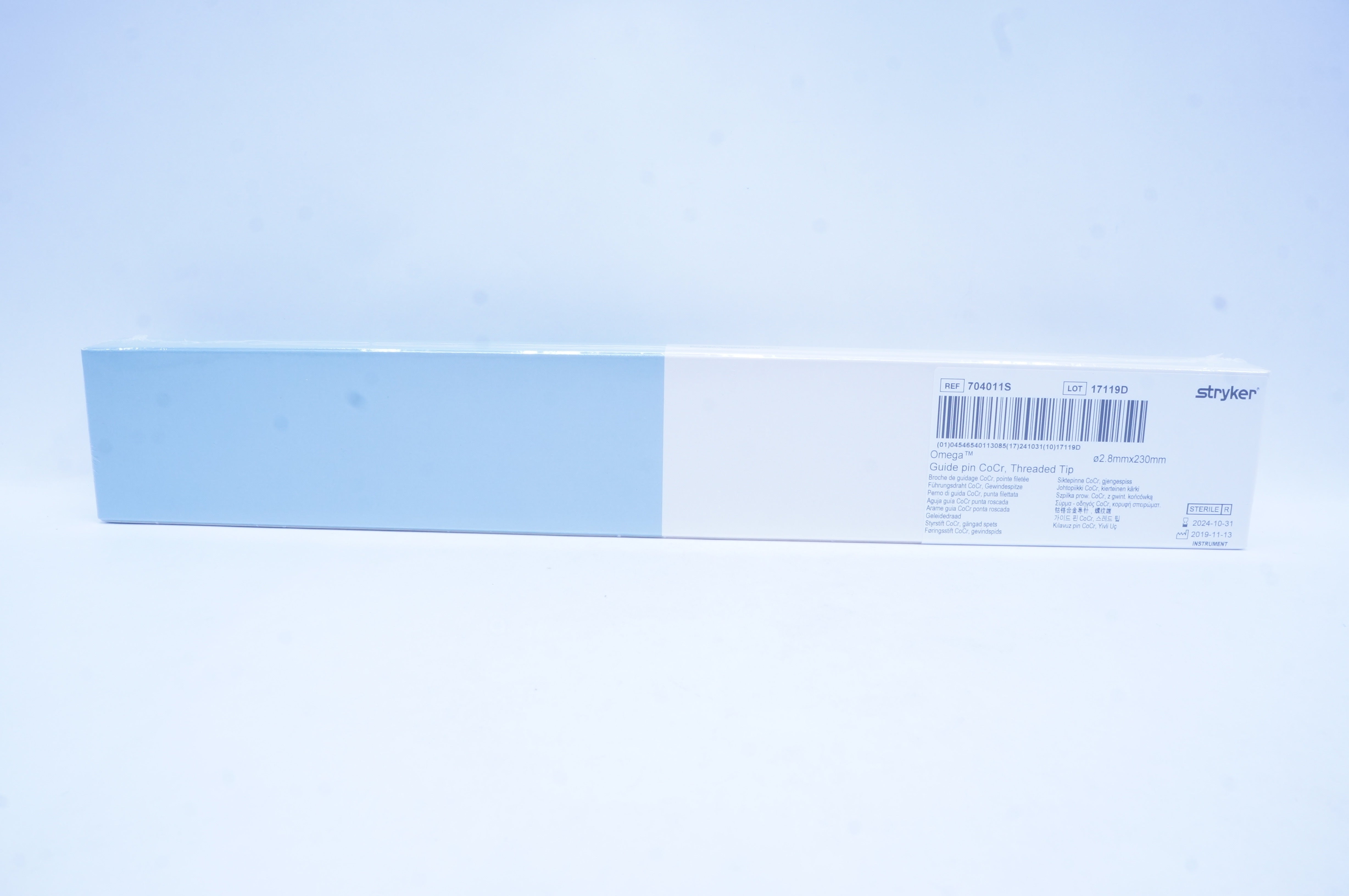 Stryker 704011S Omega Guide Pin CoCr, Threaded Tip 2.8mm x 230mm