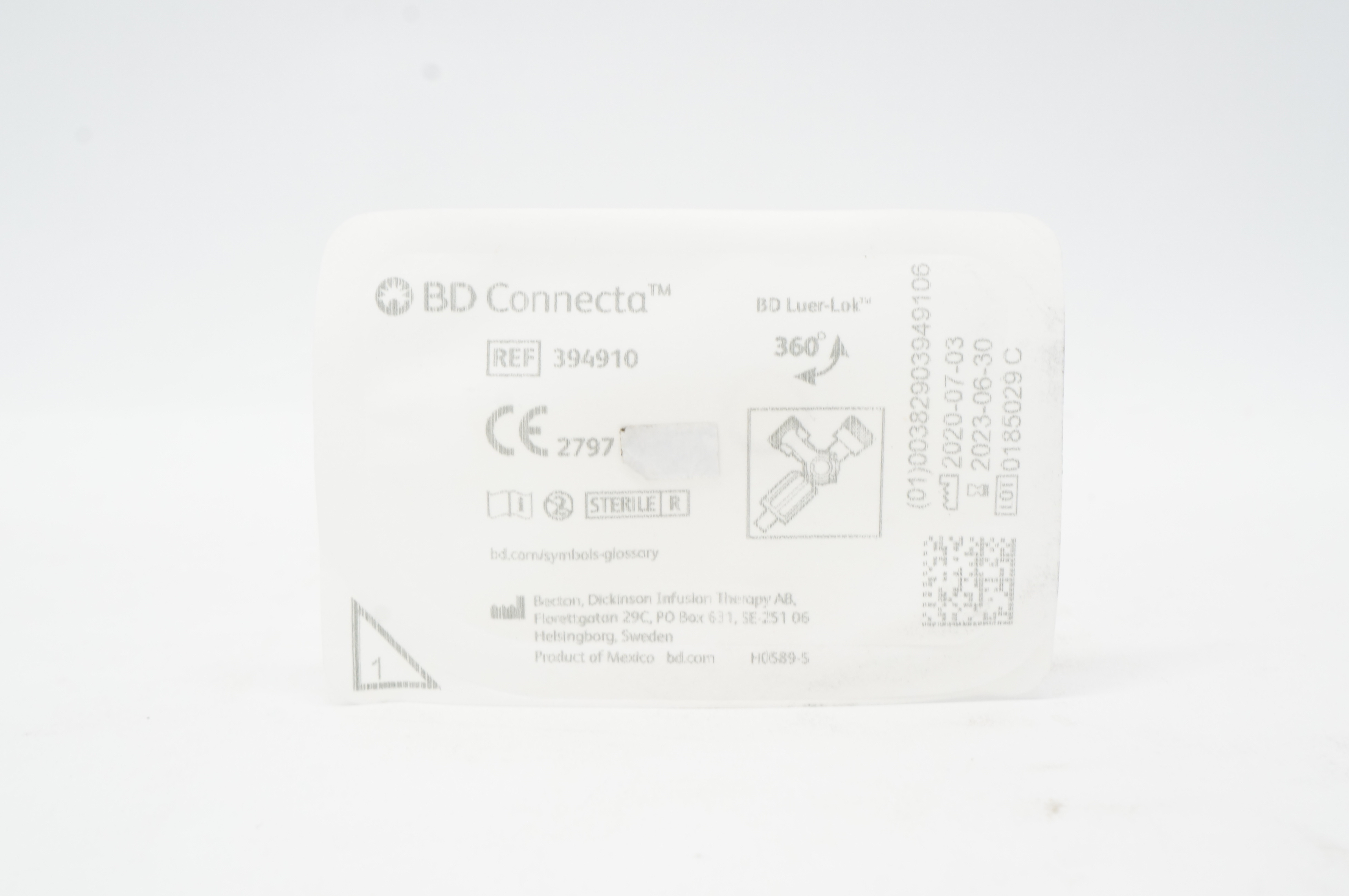 BD 394910 Connecta Becton Luer-Lok 360 degree