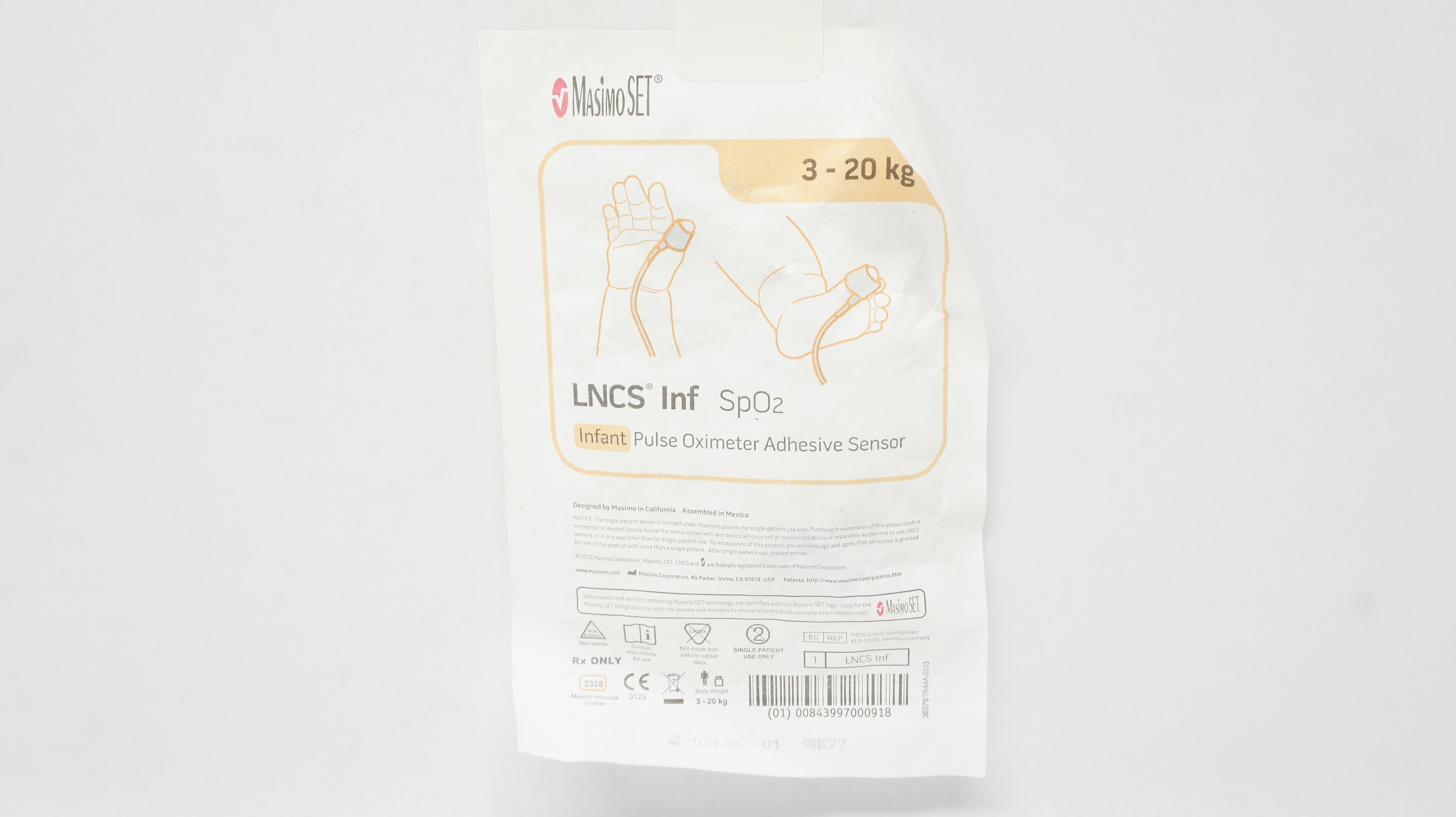 Masimo 2328 LNCS Inf SpO2 Infant Pulse Oximeter Adhesive Sensor 3-20kg (x)