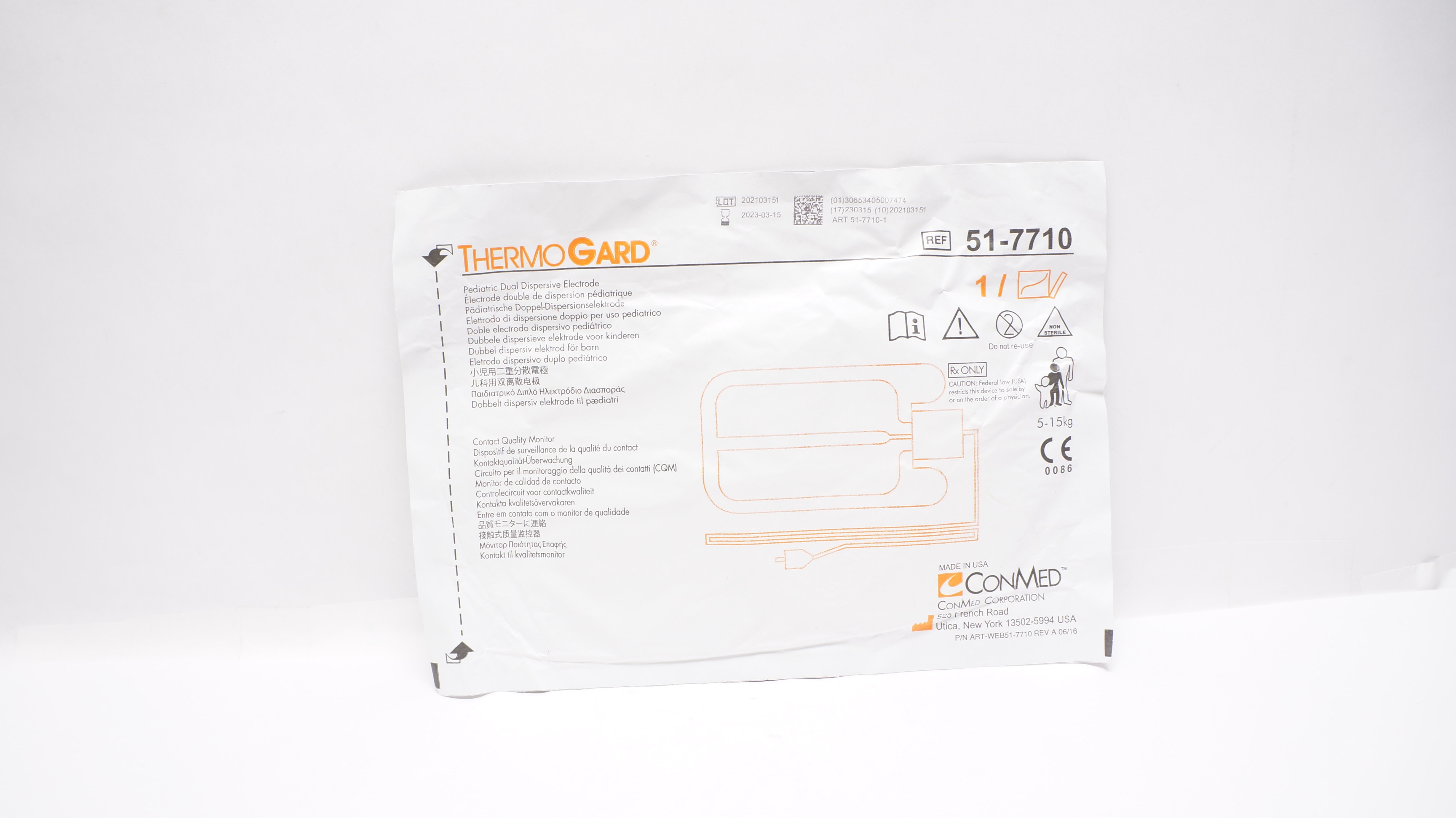 ConMed 51-7710 Thermo Gard Pediatric Dual Dispersive Electrode 5-15kg (x)