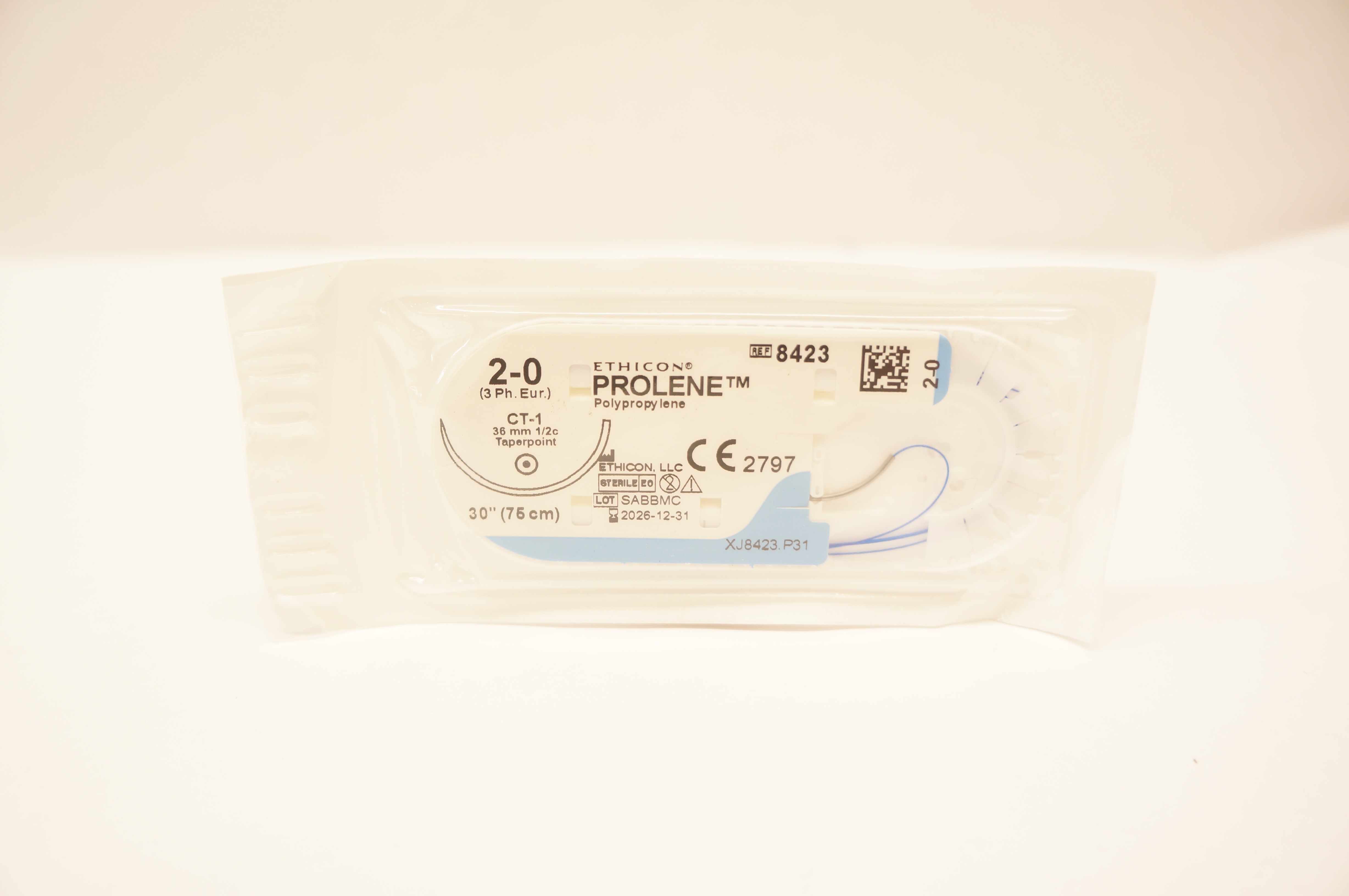 Ethicon 8423 2-0 PROLENE Polypropylene Stre CT-1 36mm 1/2c Taperpoint 30inch