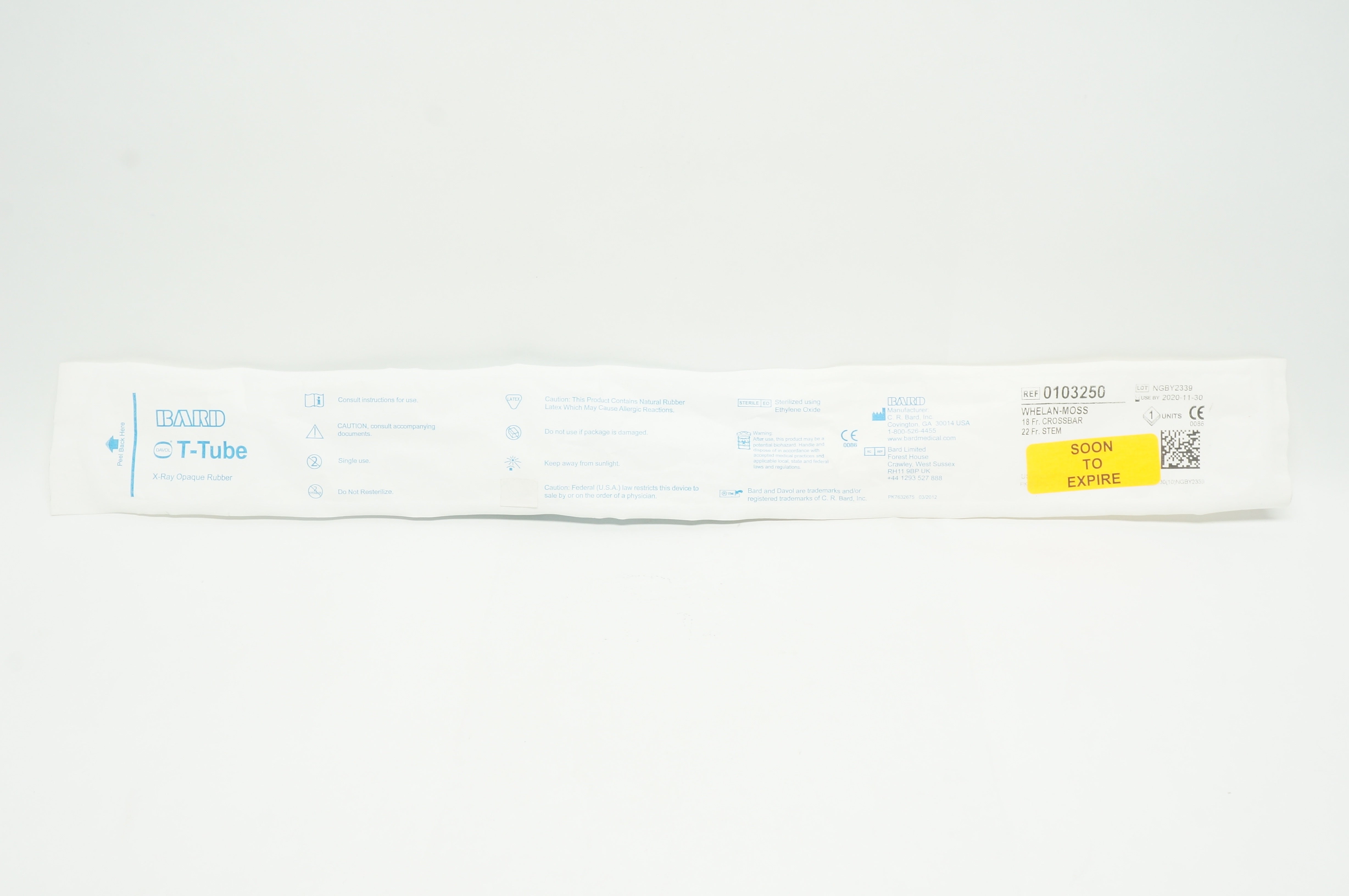 Bard 0103250 Whelan-Moss 18 Fr. Crossbar, 22 Fr. Stem (x)