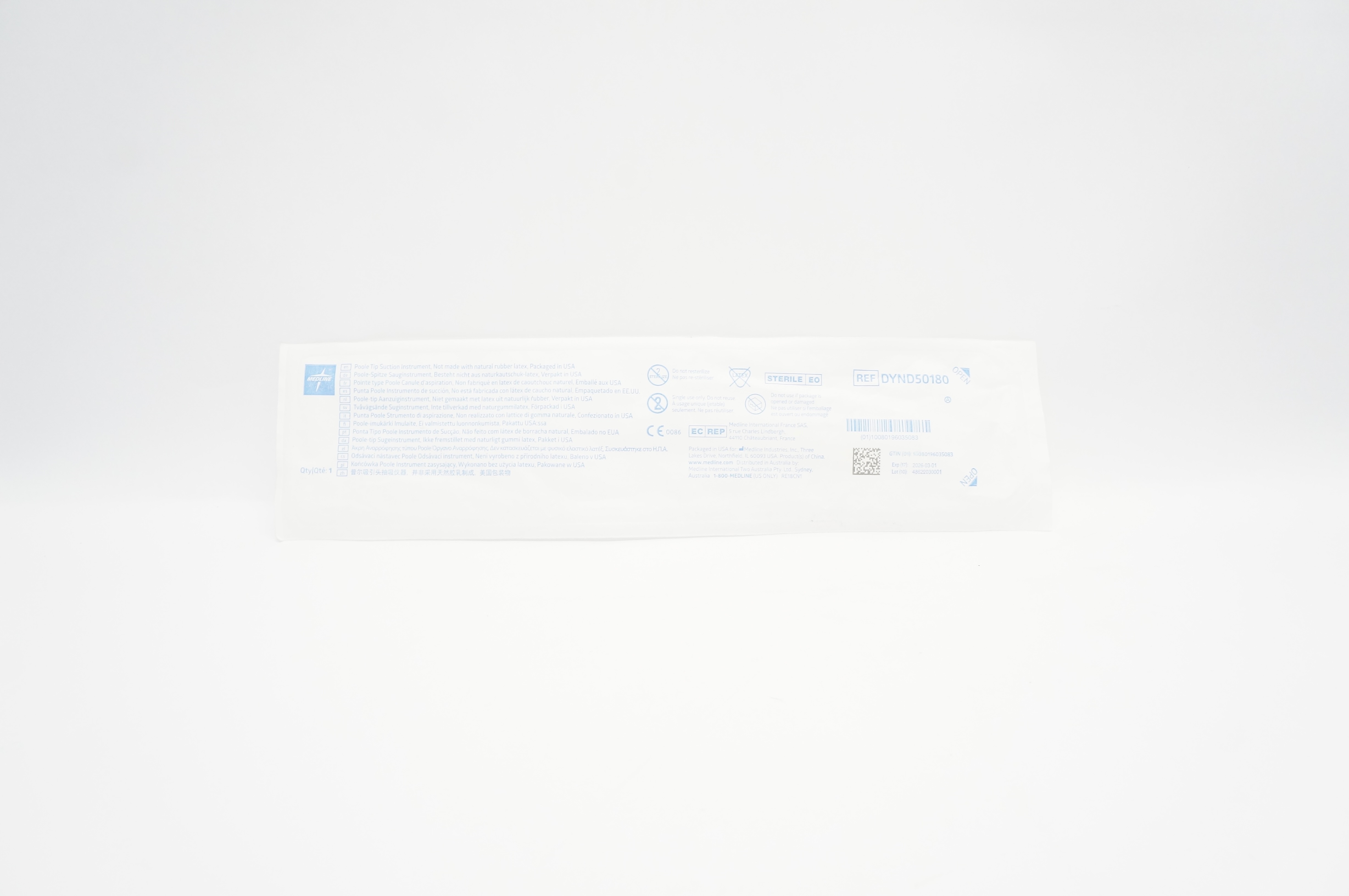 Medline DYND50180 Poole Tip Suction Instrument