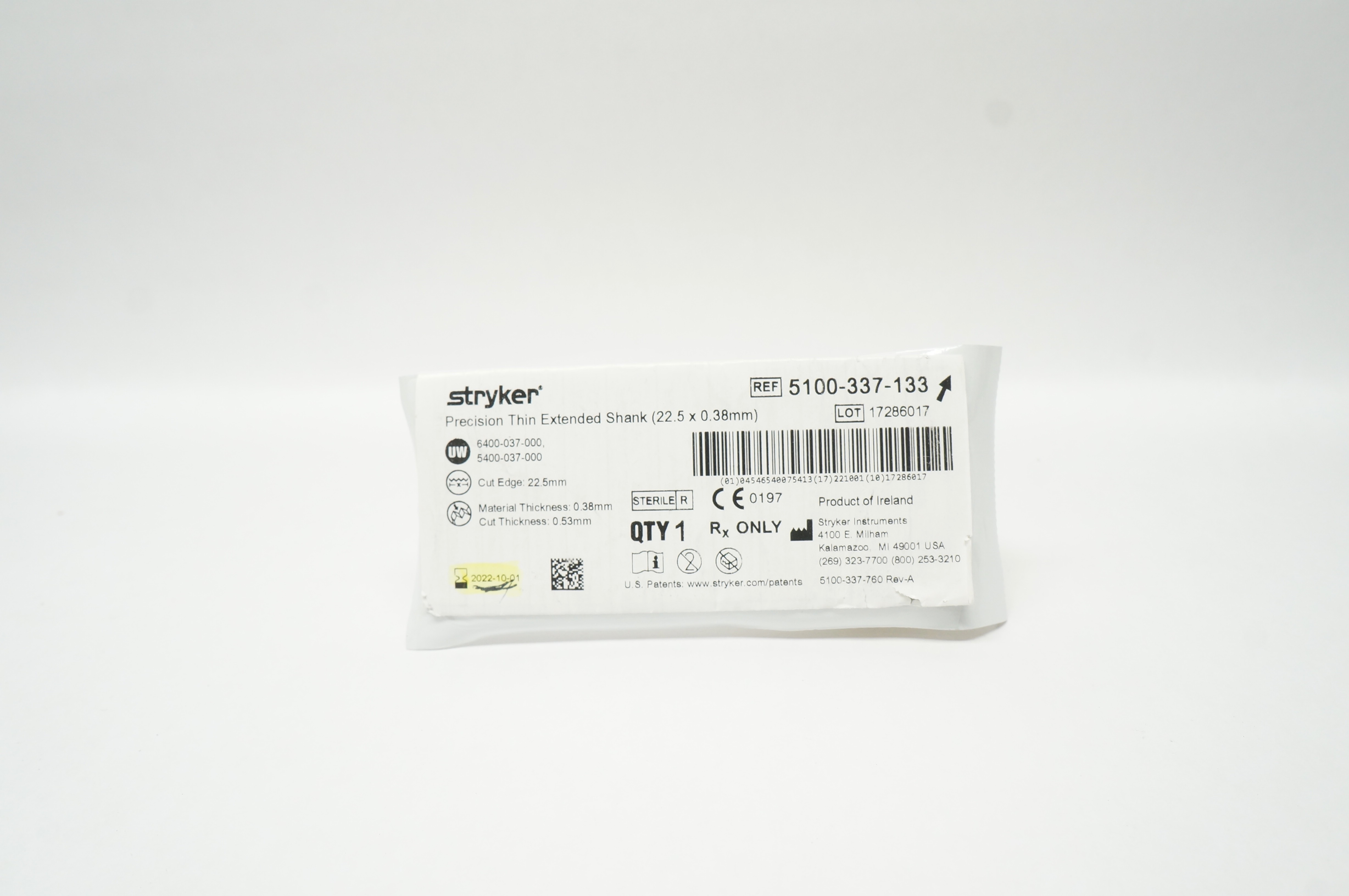 Stryker 5100-337-133 Long Tapered Reciprocating Blade Long 22.5mm x 0.38mm