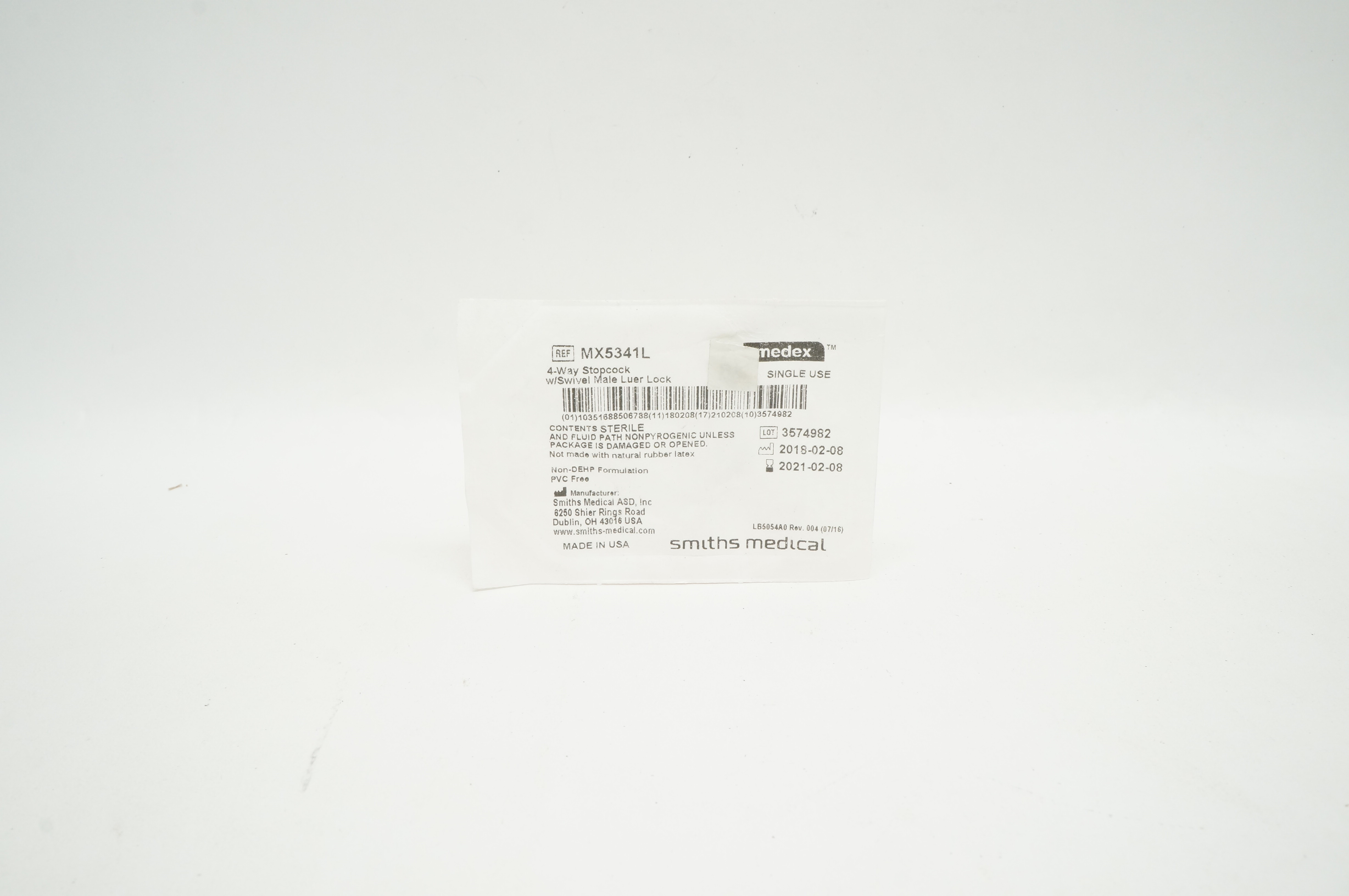 Smiths Medical MX5341L 4-Way Stopcock w/Swivel Male Luer Lock (x)