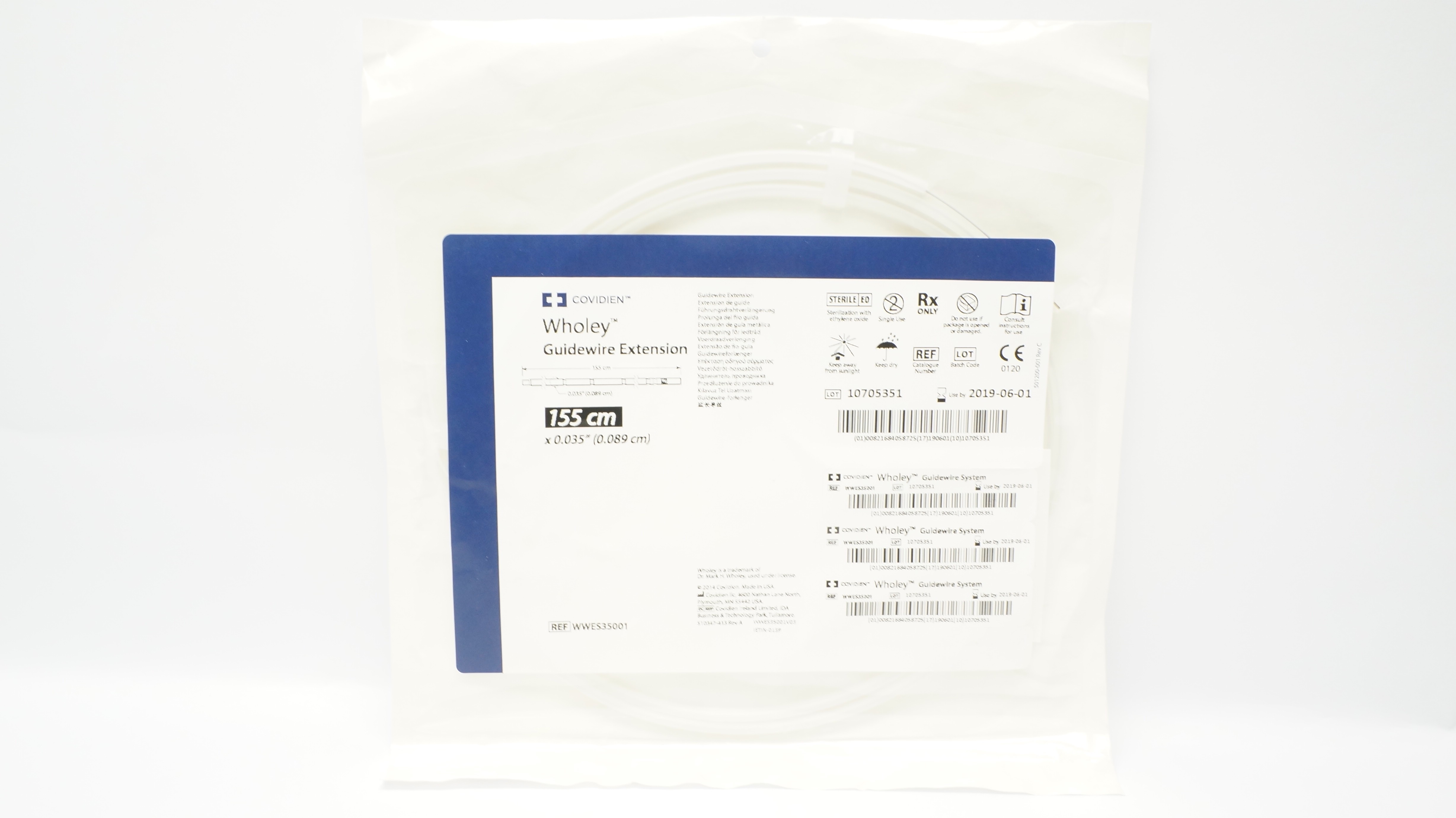 Covidien WWES35001 Wholey Guidewire Extension 155cm x 0.035inch (x)