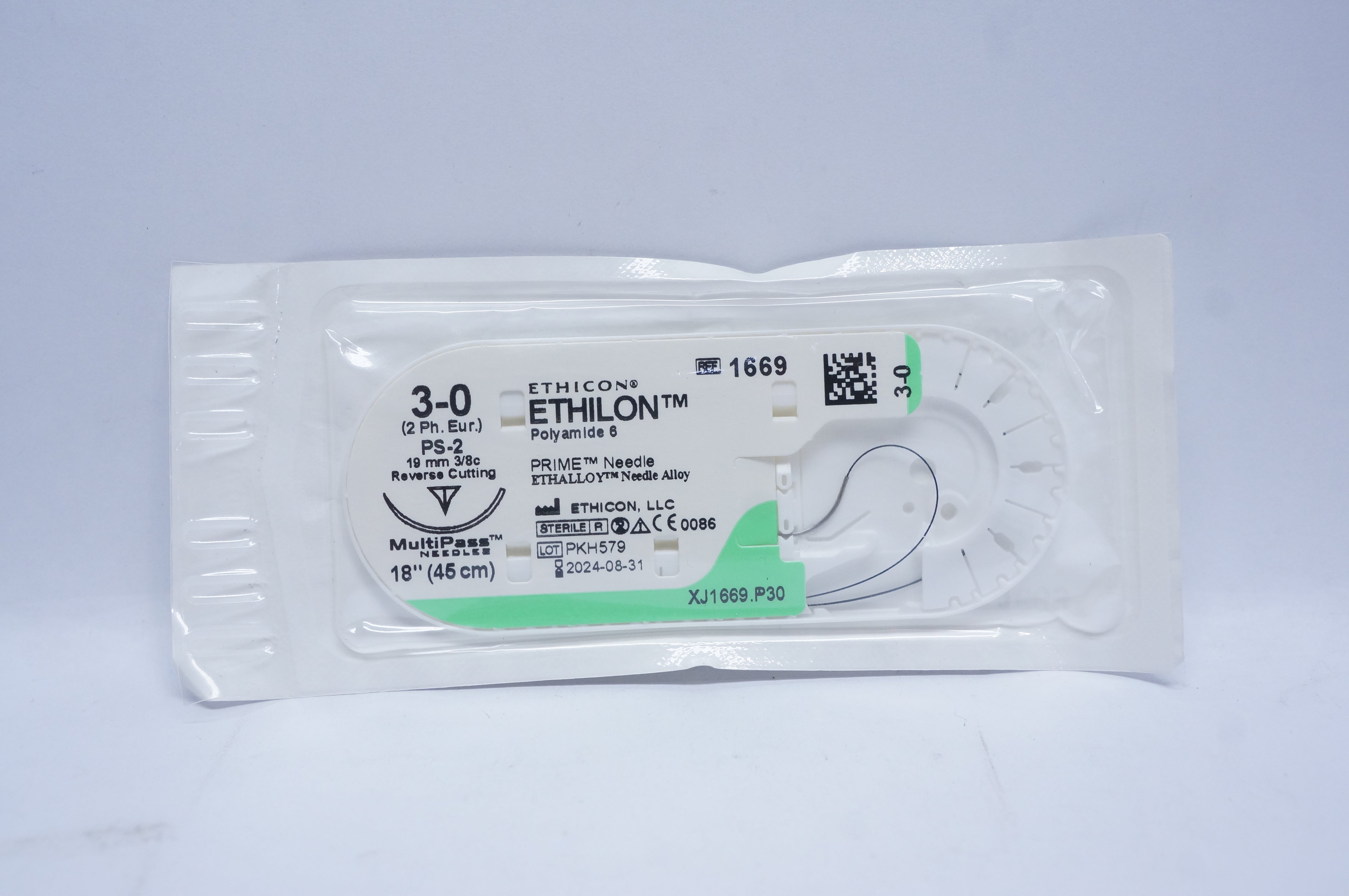 Ethicon 1669 3-0 ETHILON Polyamide 6 Stre PS-2 19mm 3/8c Reverse ...