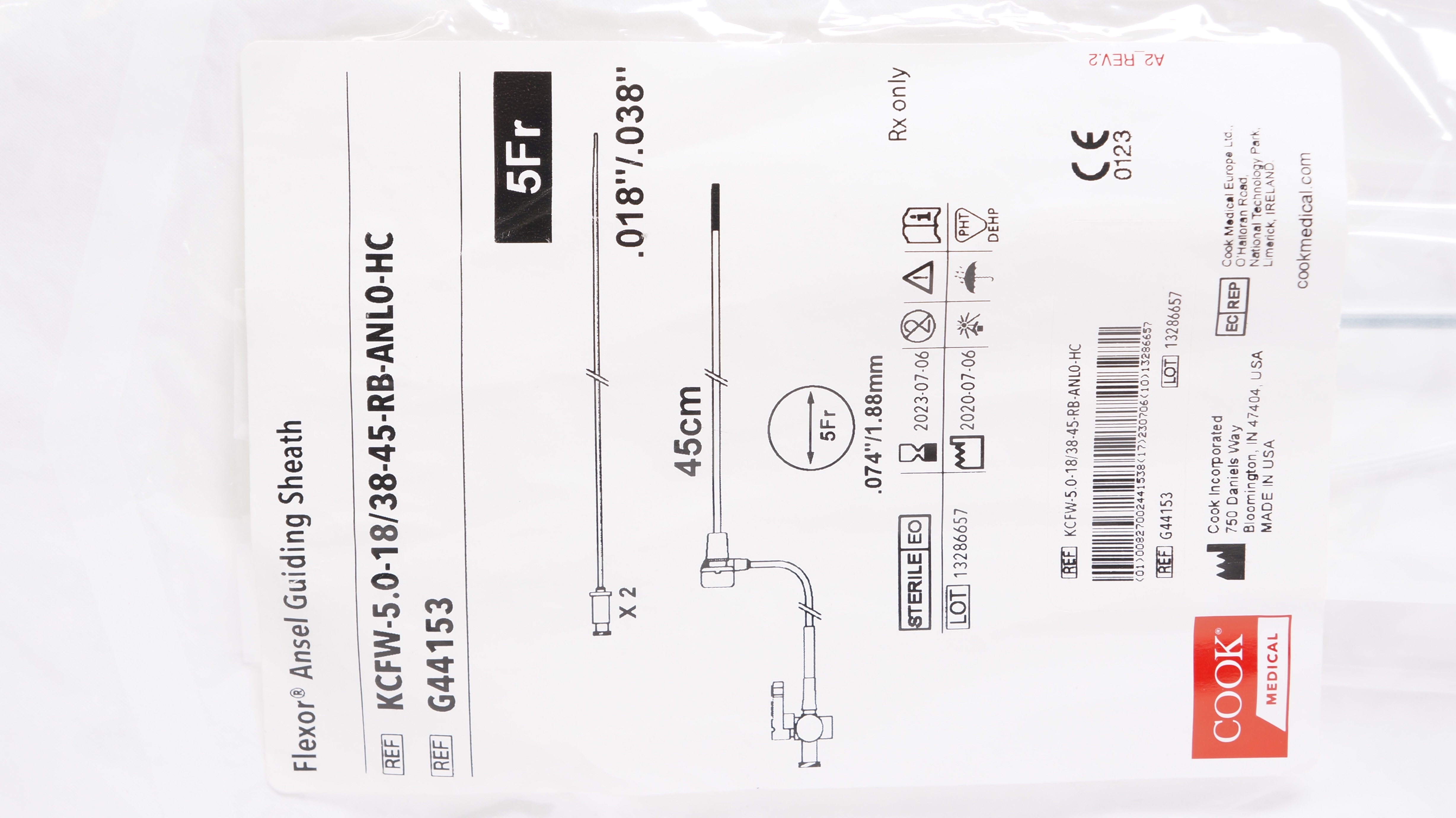 Cook G44153 Flexor Ansel Guiding Sheath 5 Fr. X 45 cm Length (x)