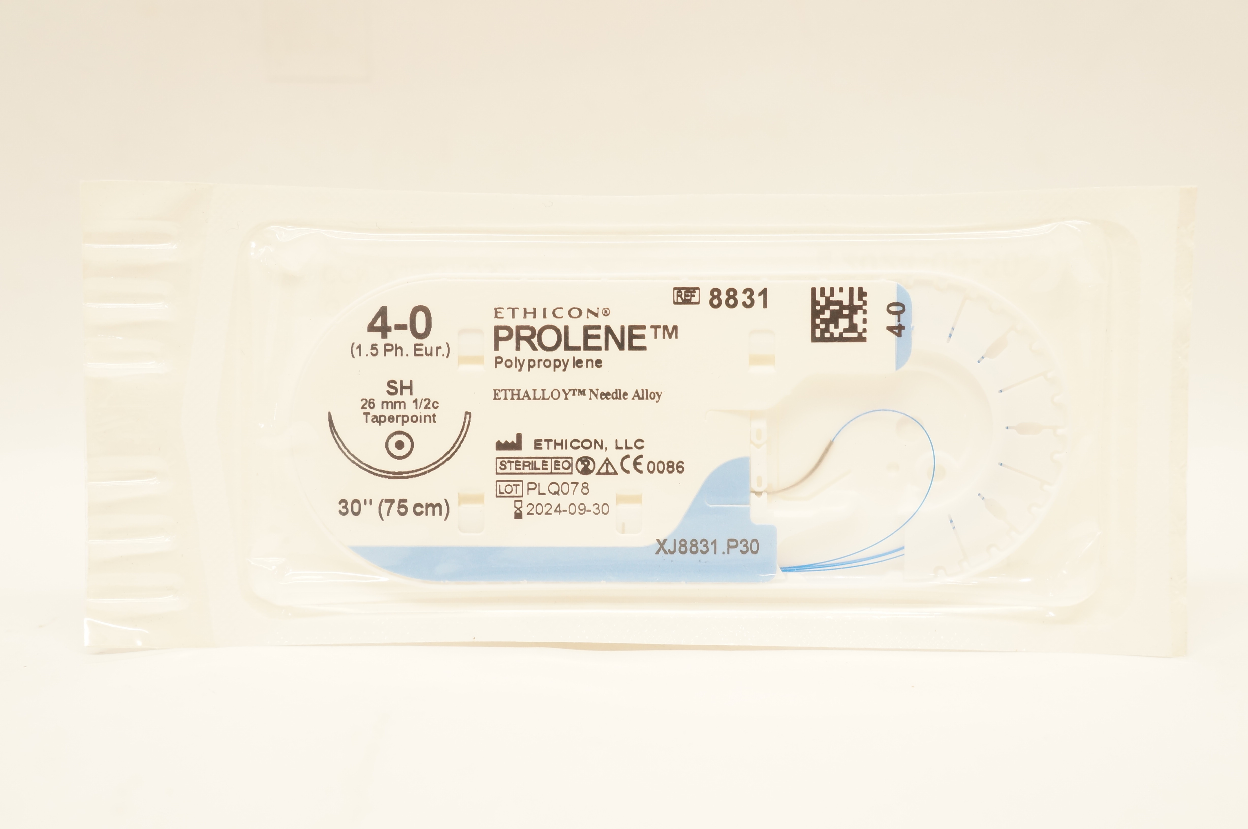 Ethicon 8831 4-0 Prolene Polypropylene Stre SH 26mm 1/2c Taperpoint, 30 inch