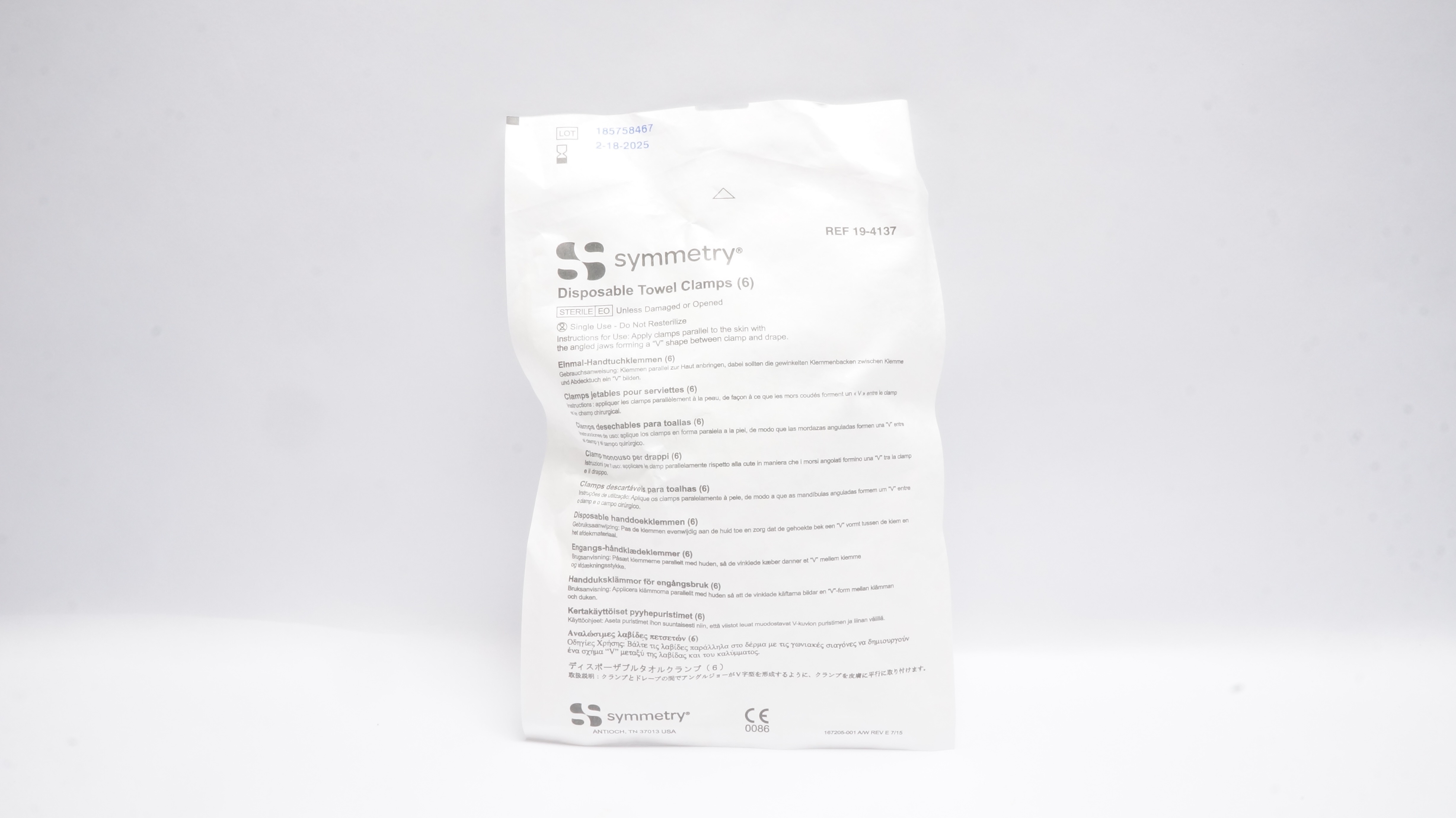 Symmetry 19-4137 Disposable Towel Clamps - Pack of 6