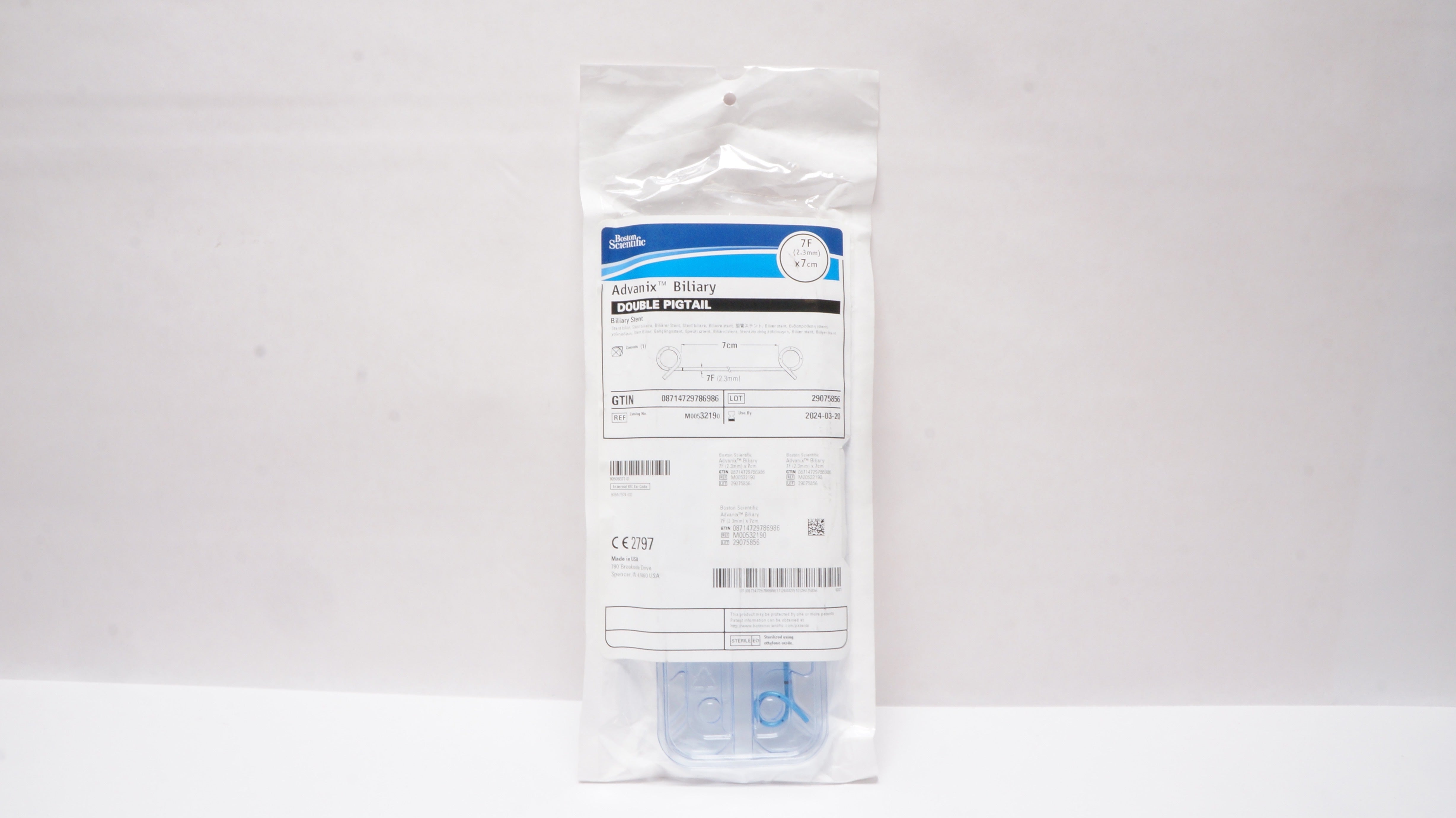 Boston Scientific M00532190 Advanix Biliary Double Pigtail Stnt 7F x 7cm