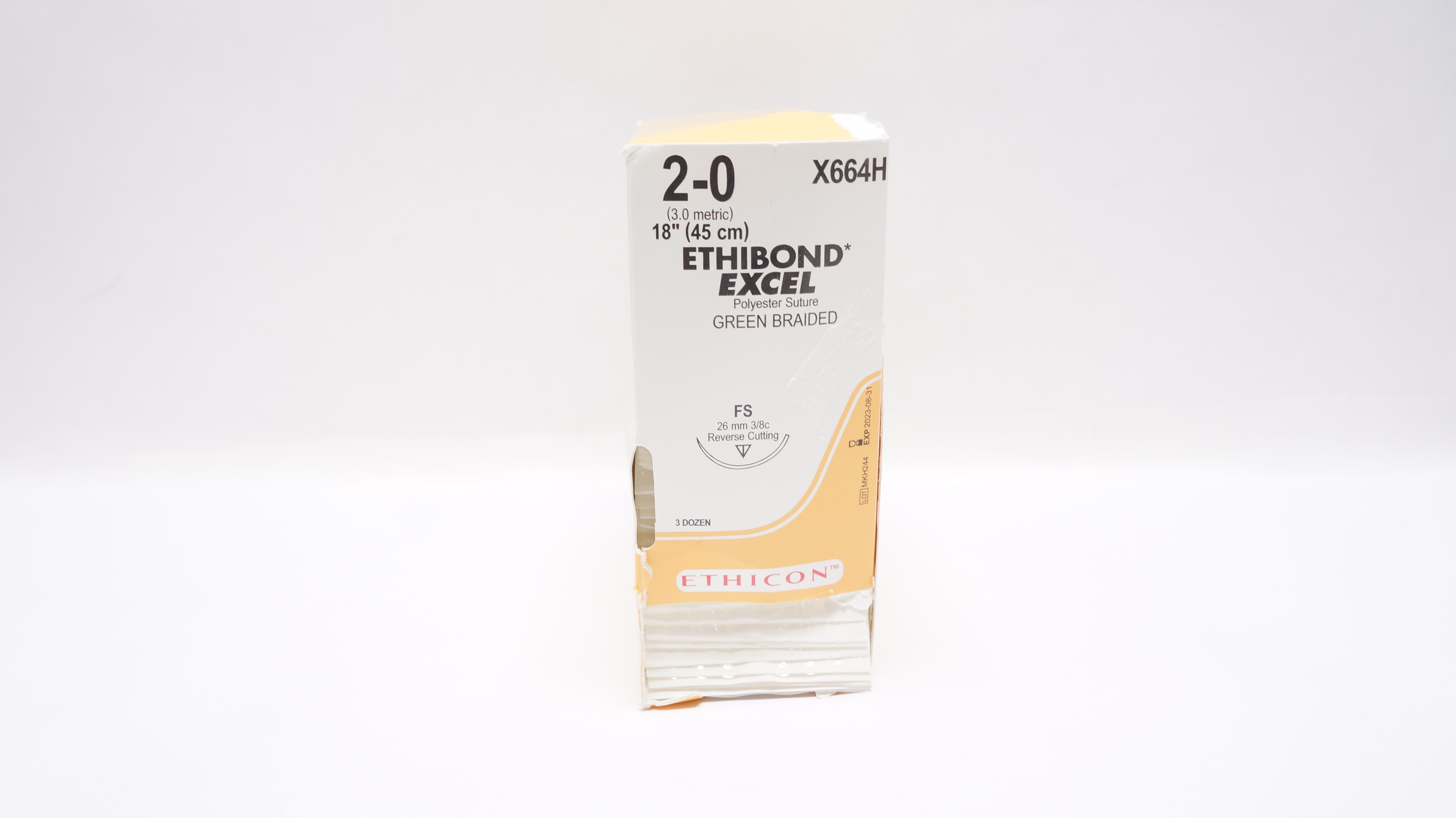 Ethicon X664H 2-0 Ethibond Exel FS 26mm 3/8c Reverse Cutting 18In - Box of 36(x)