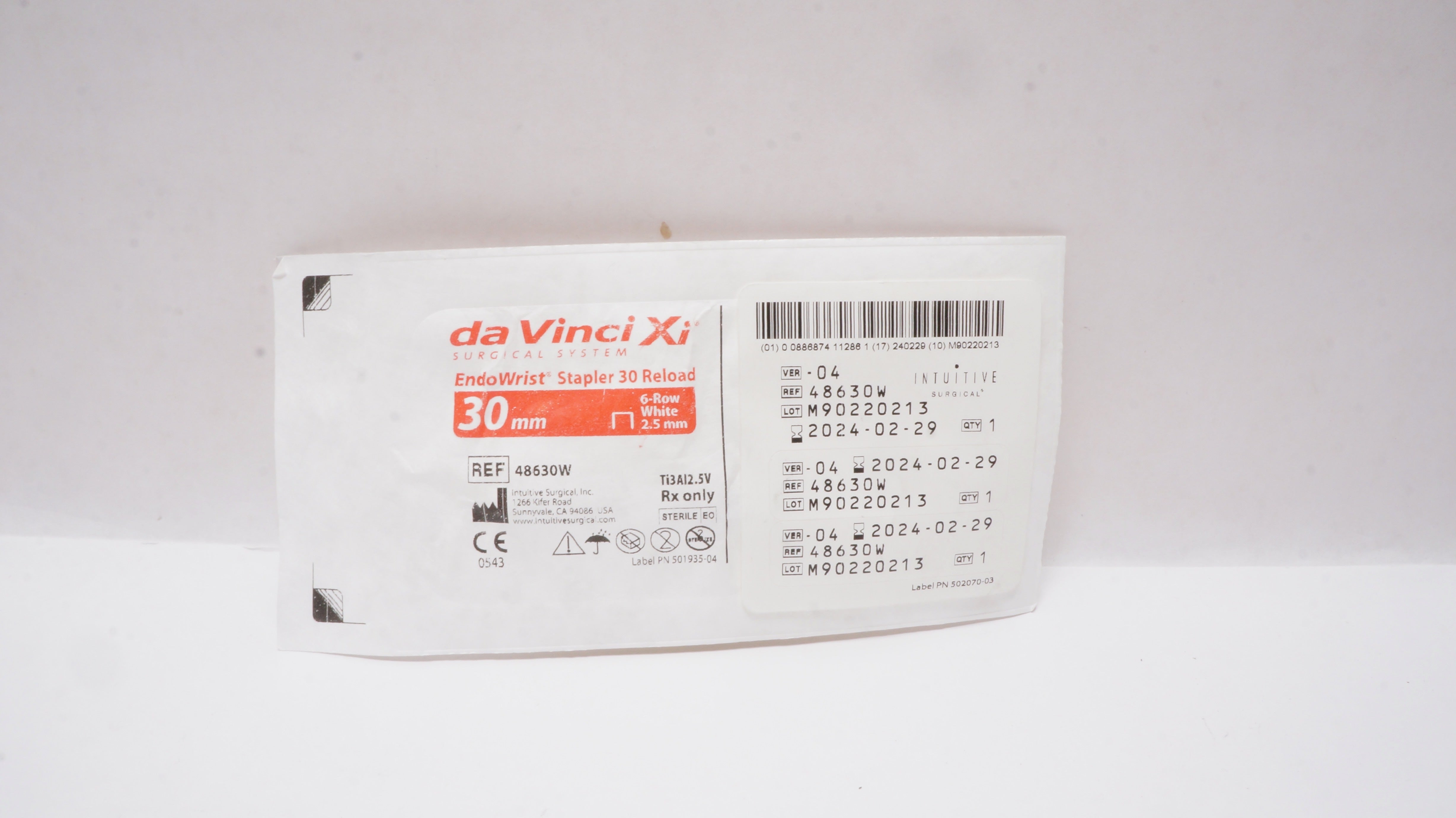 Intuitive Surgical 48630W DaVinci Xi EndoWrist Stapler 30mm Reload White 2.5mm