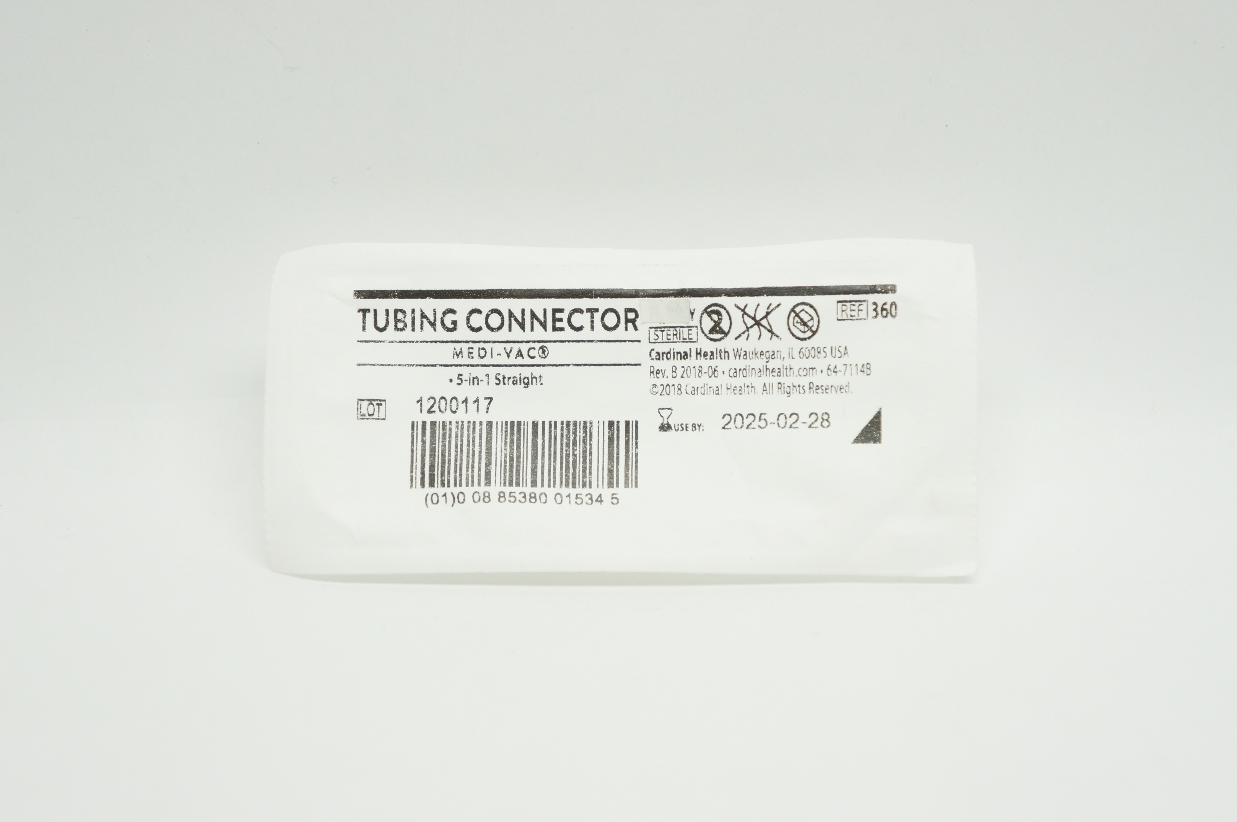 Cardinal Health 360 Medi-Vac Tubing Connector 5-in-1 Straight