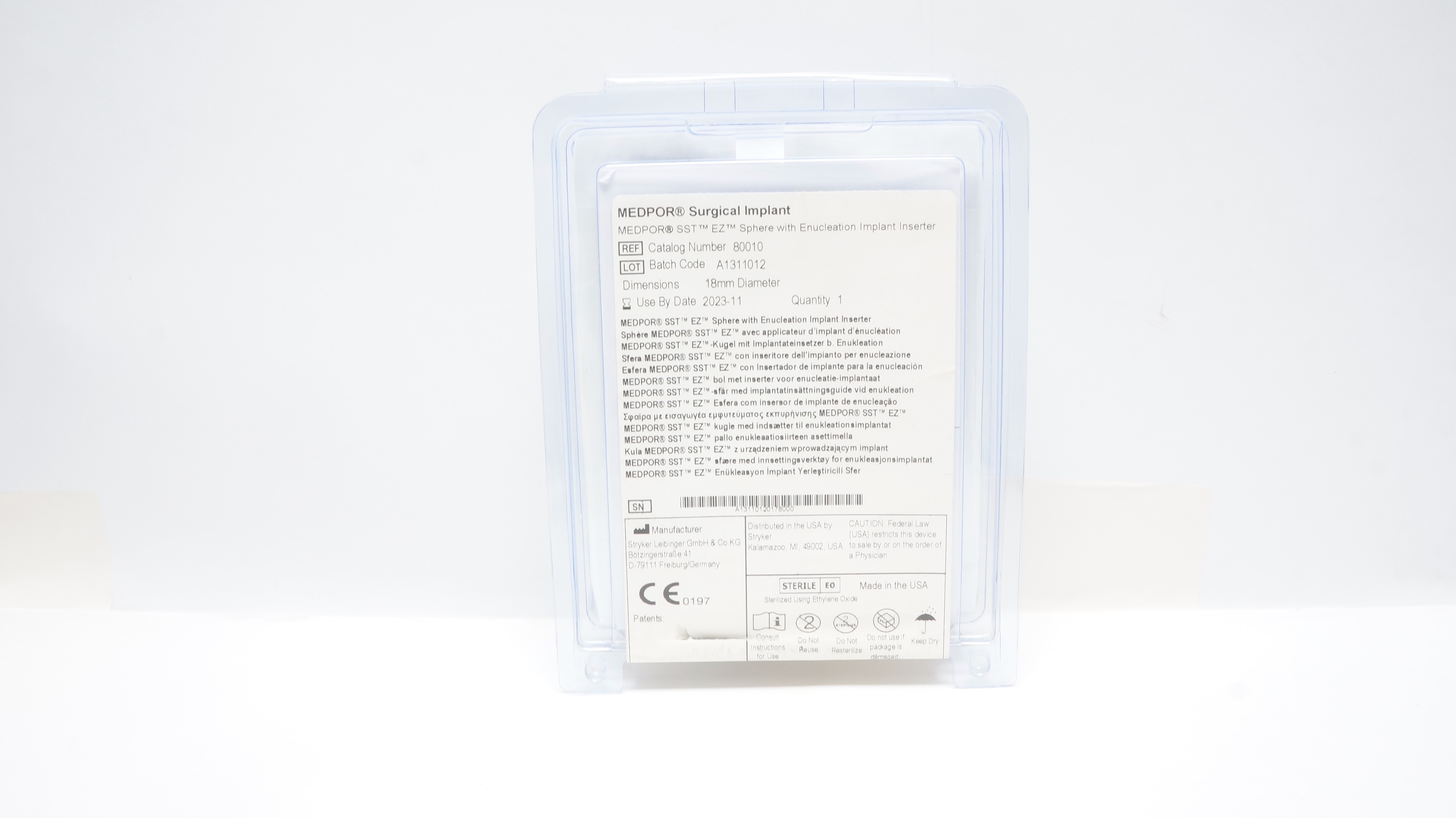 Stryker 80010 MEDPOR Surgical Implant 18mm Diameter (x)