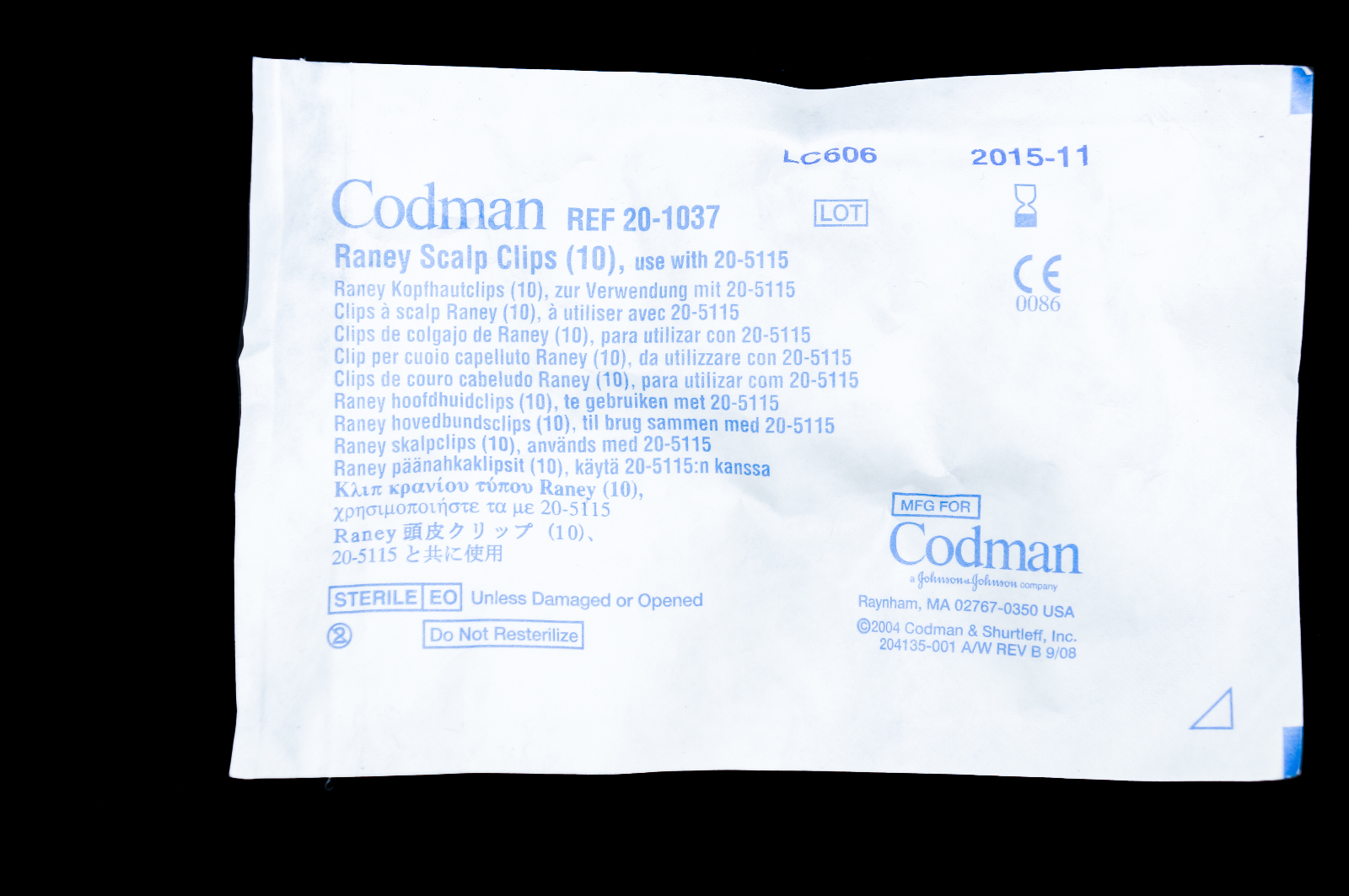 Codman 20-1037 Raney Scalp Clips (x) ~ Pack of 10