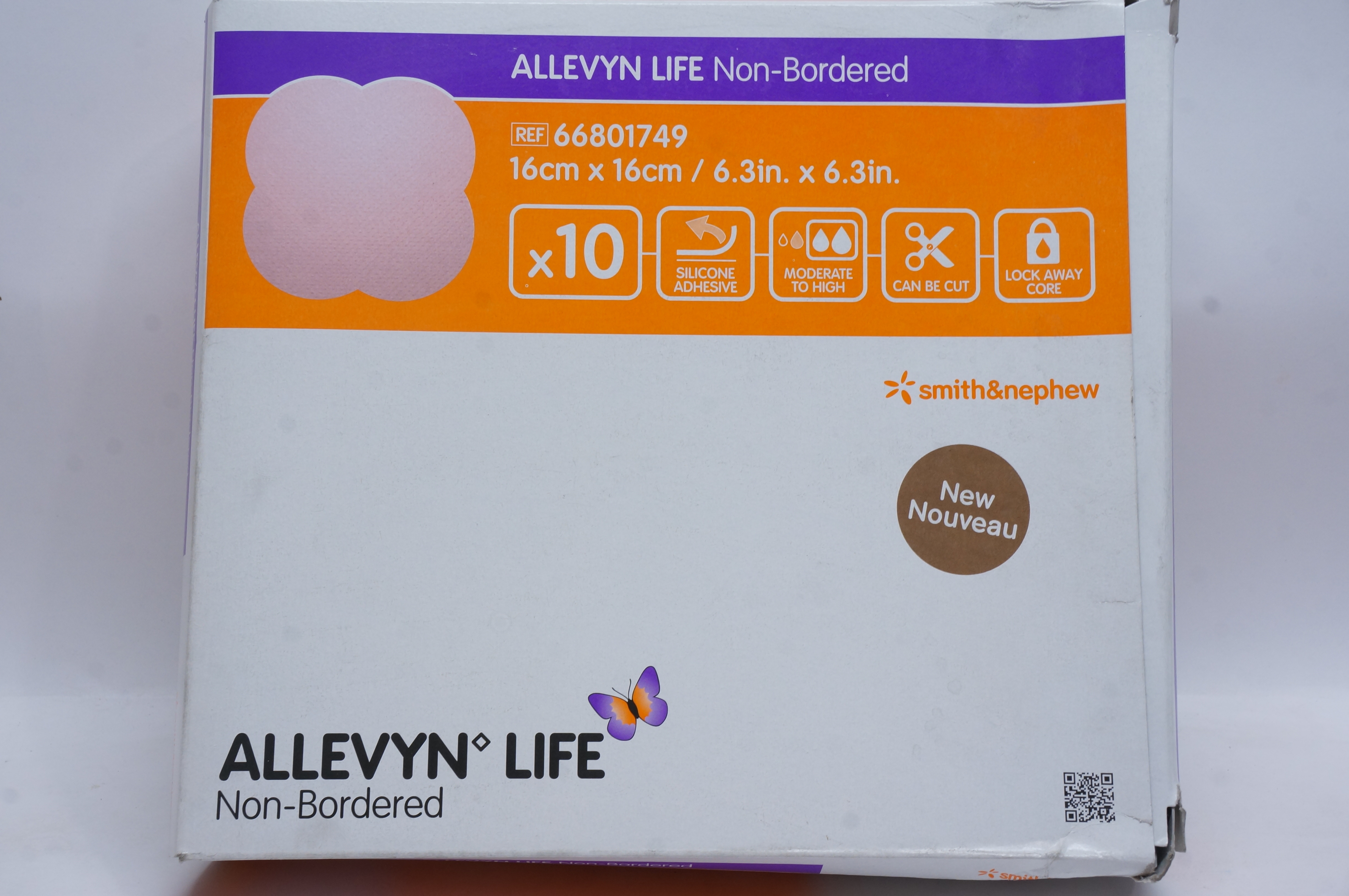 Smith&Nephew 66801749 ALLEVYN LIFE Non-Bordered 6.3inch x 6.3inch (x)- Box of 10