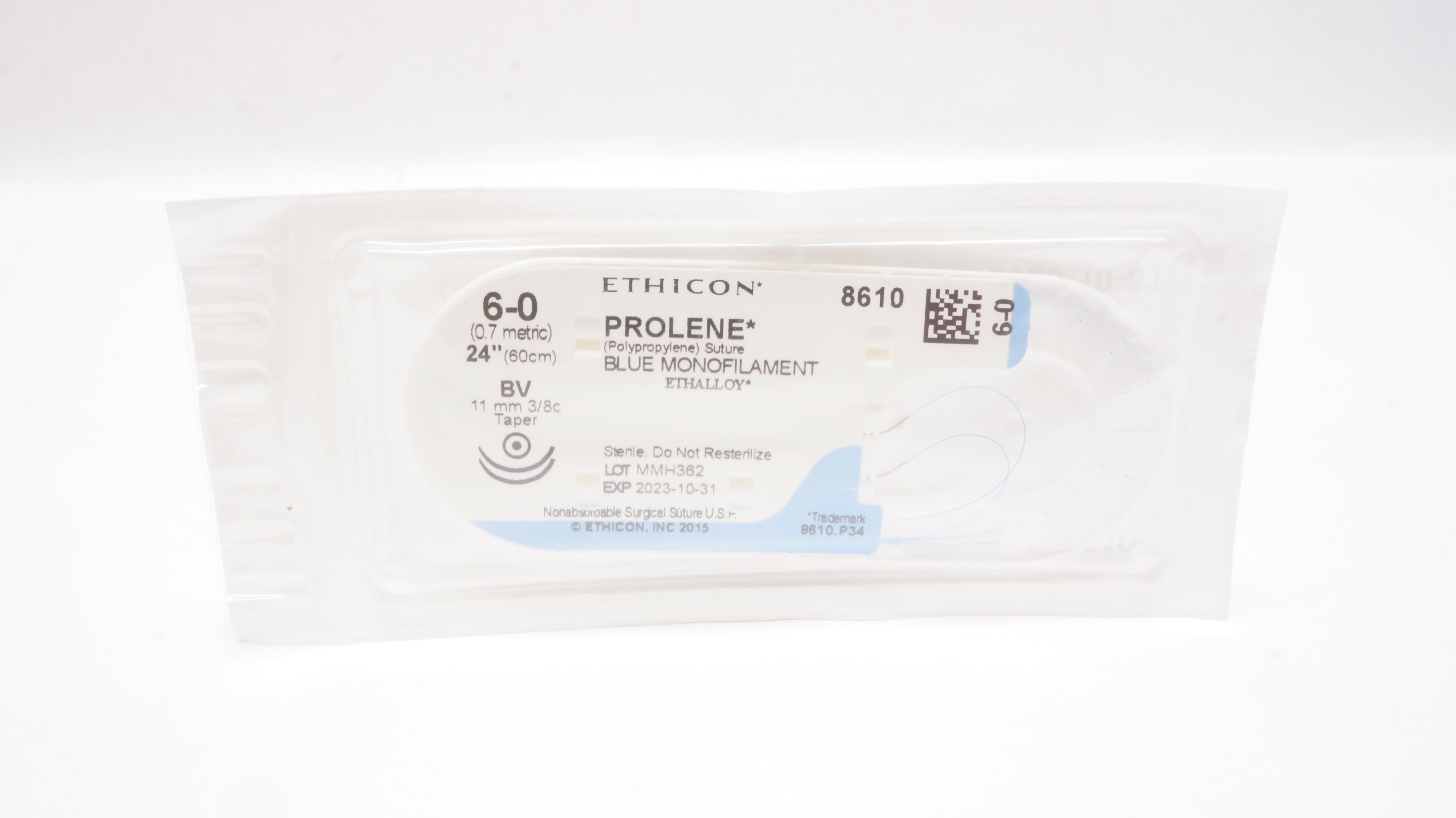Ethicon 8610 6-0 PROLENE Stre BV 11mm 3/8c Taper 24inch