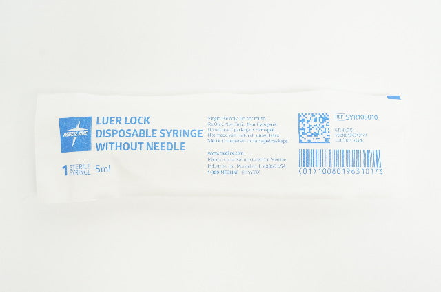 Medline SYR105010 Luer Lock Disposable Syringe Without Ndle 5ml