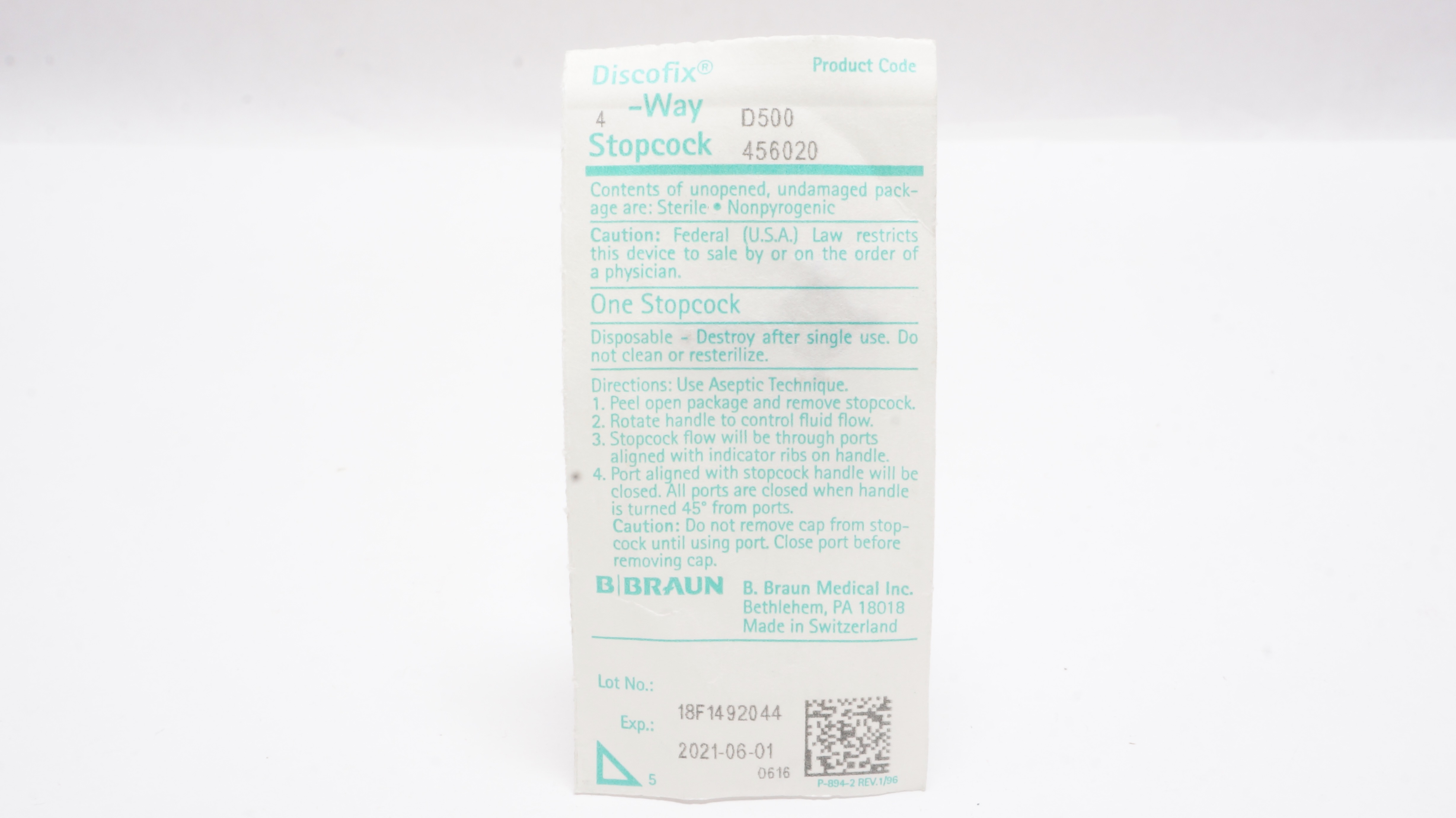 Braun D500/456020 Discofix 4-Way Stopcock (x)