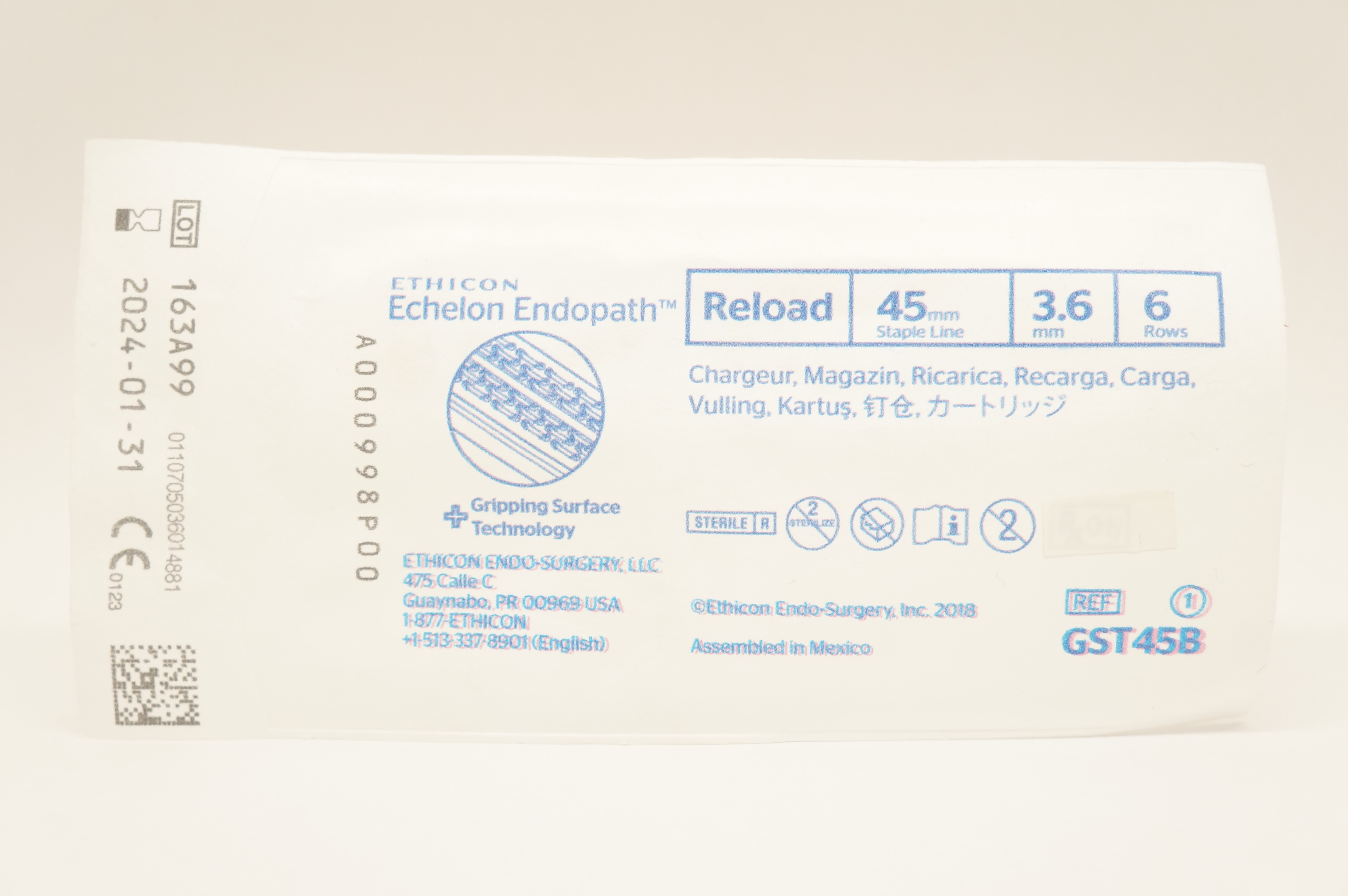 Ethicon GST45B Echelon Endopath Reload 45mm Staple Line 3.6mm 6 Rows