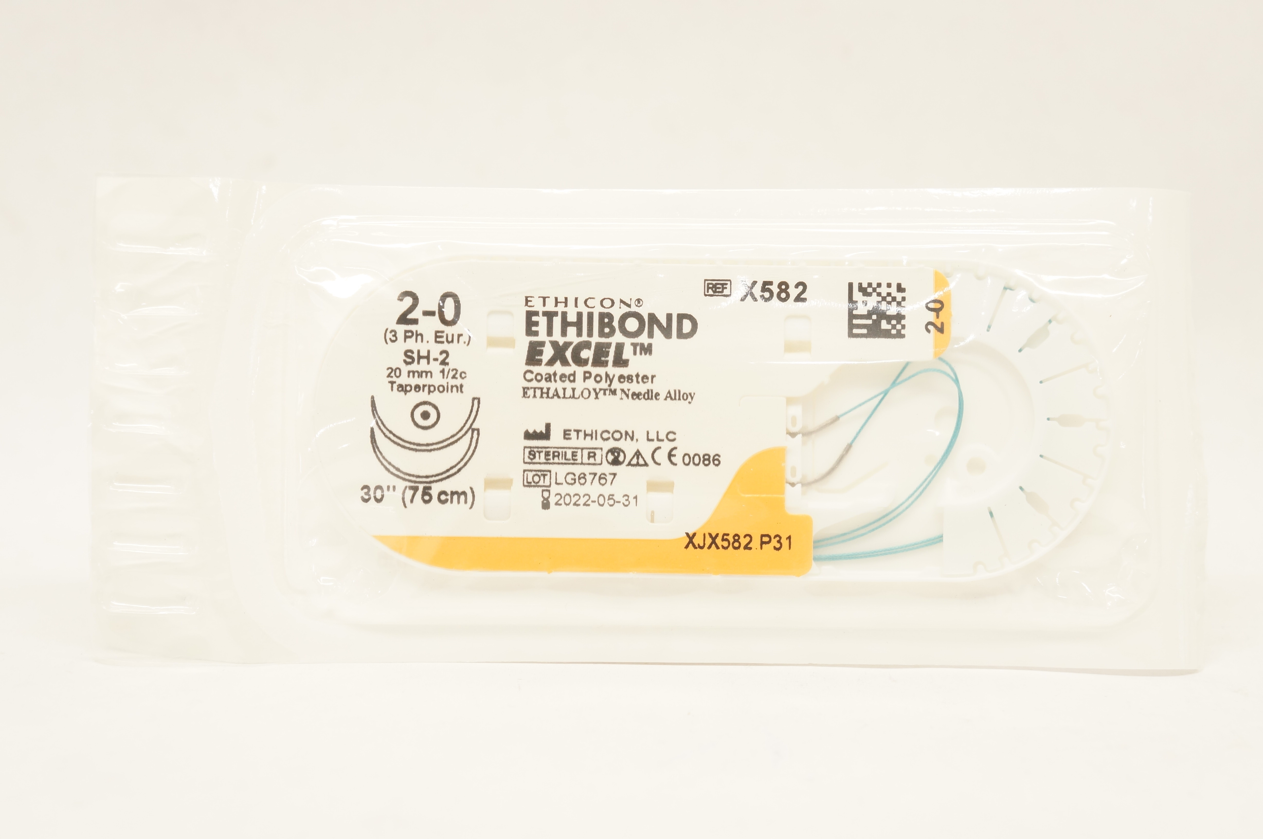 Ethicon X582 2-0 ETHIBOND EXCEL, SH-2, 26mm 1/2c Taperpoint, 30inch (x)