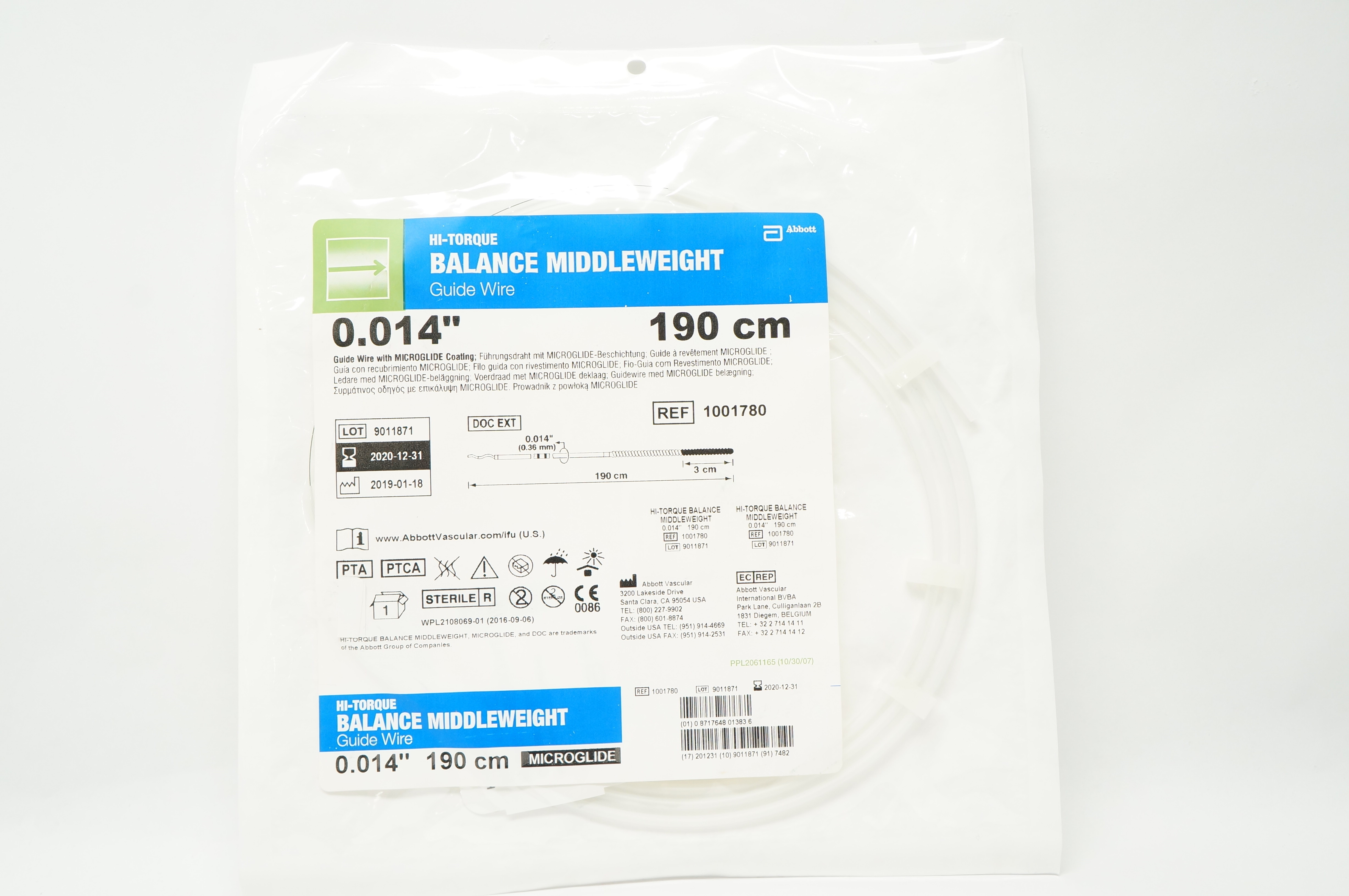 Abbott 1001780 Hi-Torque Balance Middleweight Guide Wire 0.014inch x 190cm (x)