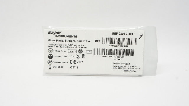 Stryker 2296-3-194 Micro Blade, Straight, Fine/Offset 7.0 x 20.0 x 0.38mm (x)