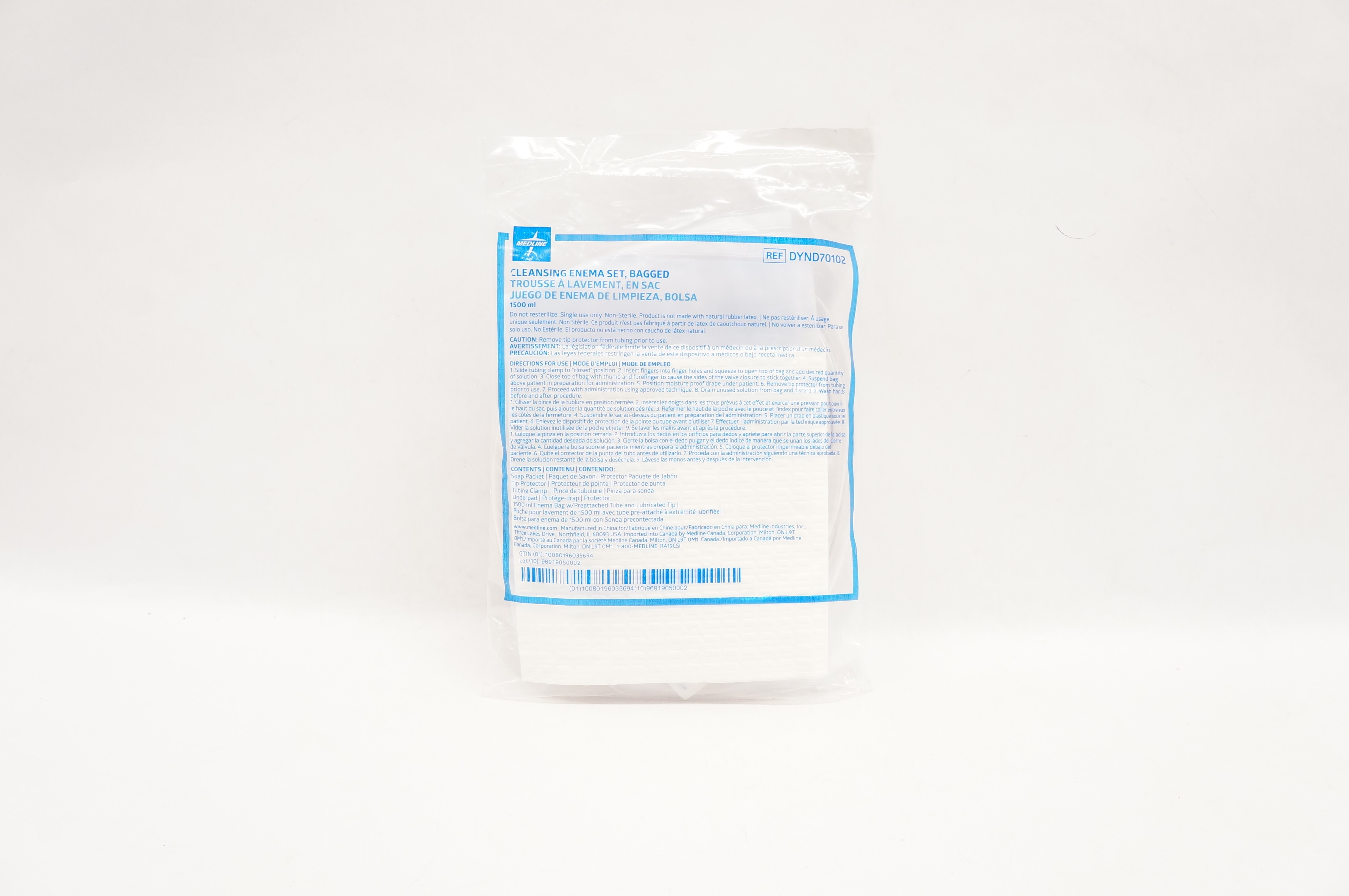 Medline DYND70102 Cleansing Enema Set, Bagged 1500ml