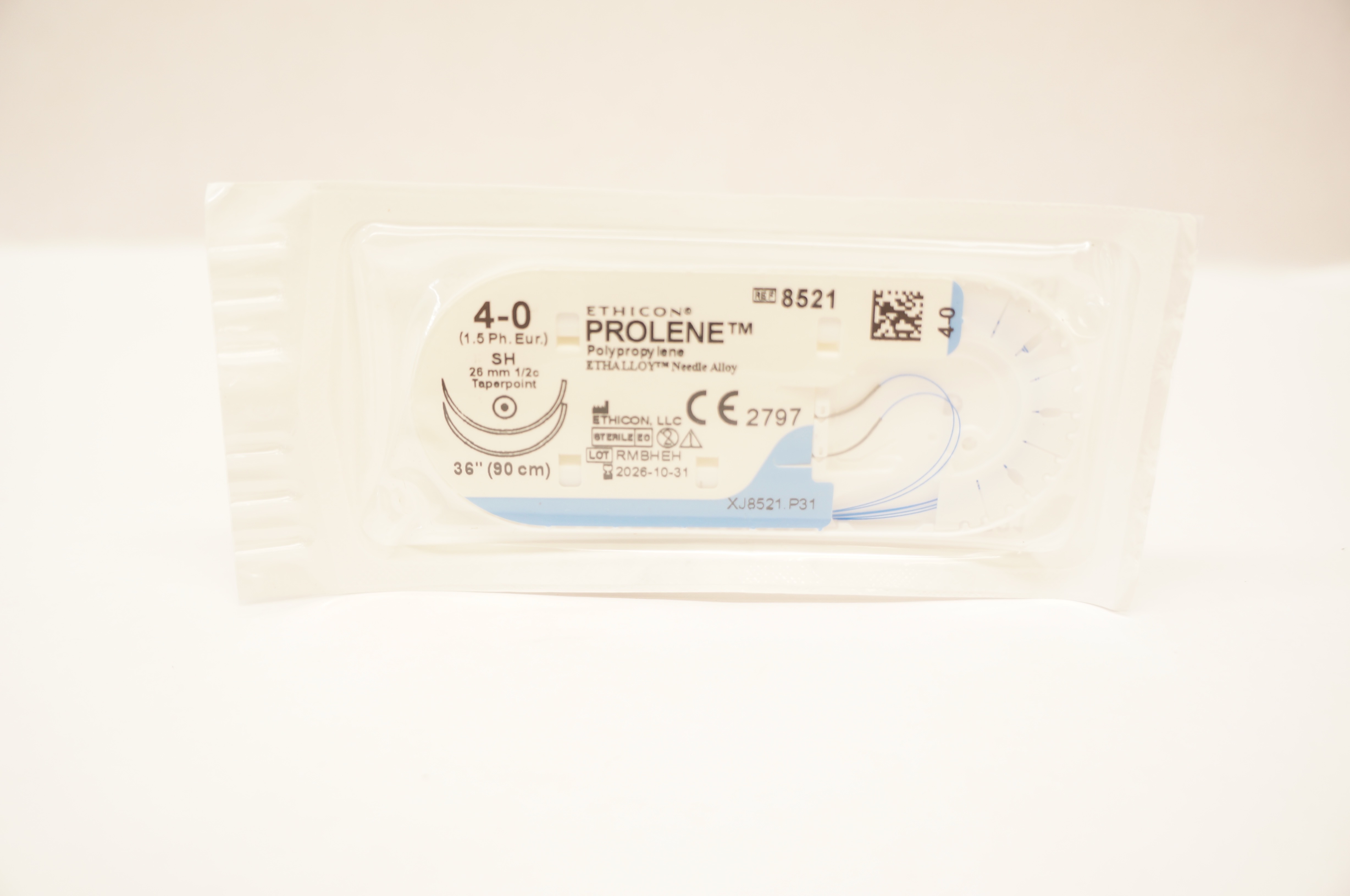 Ethicon 8521 4-0 Prolene Polypropylene Stre SH 26mm 1/2c Taperpoint 36 inch