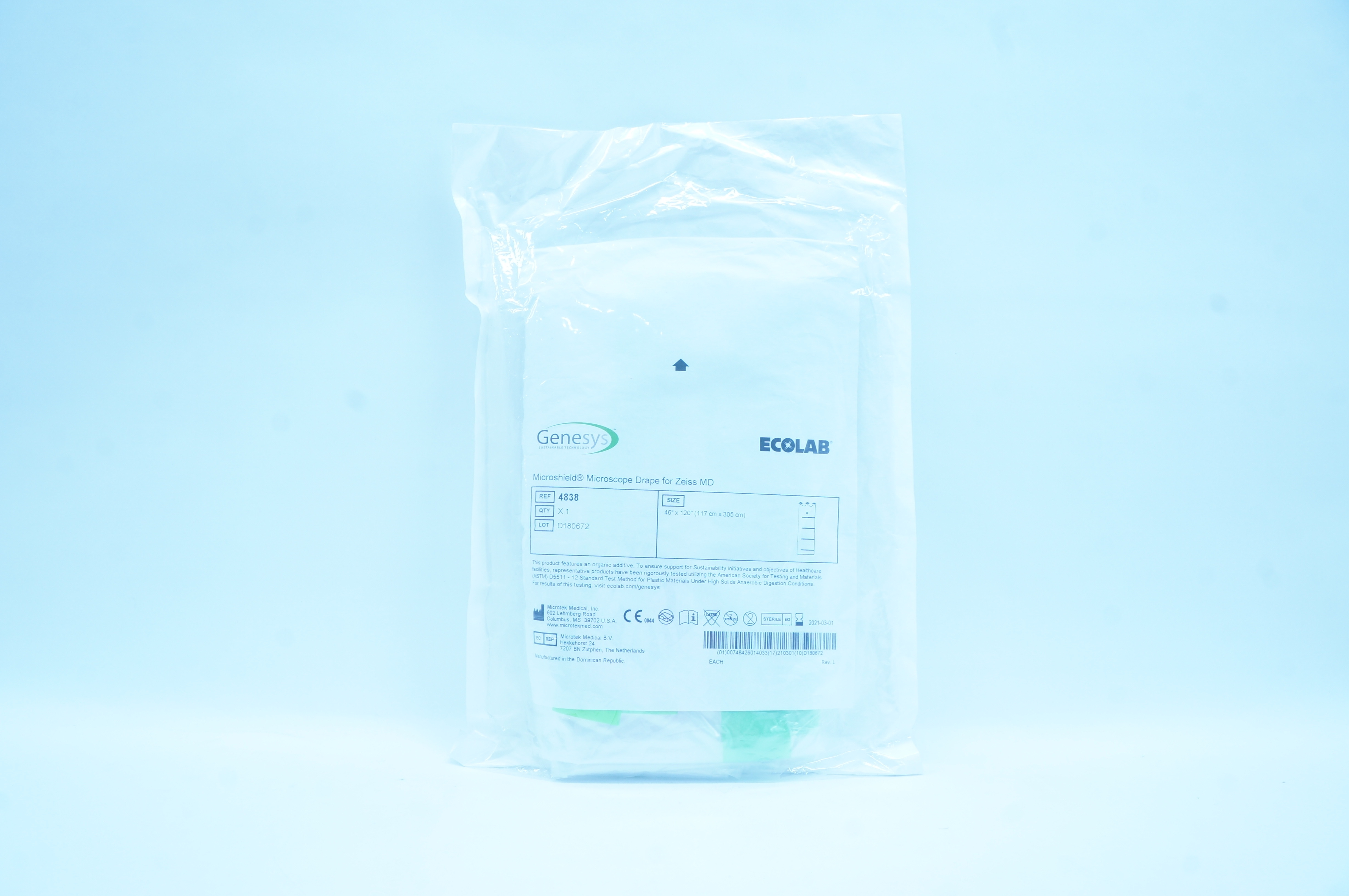 Microtek 4838 Microshield Microscope Drape for Zeiss MD 46 x 120inch