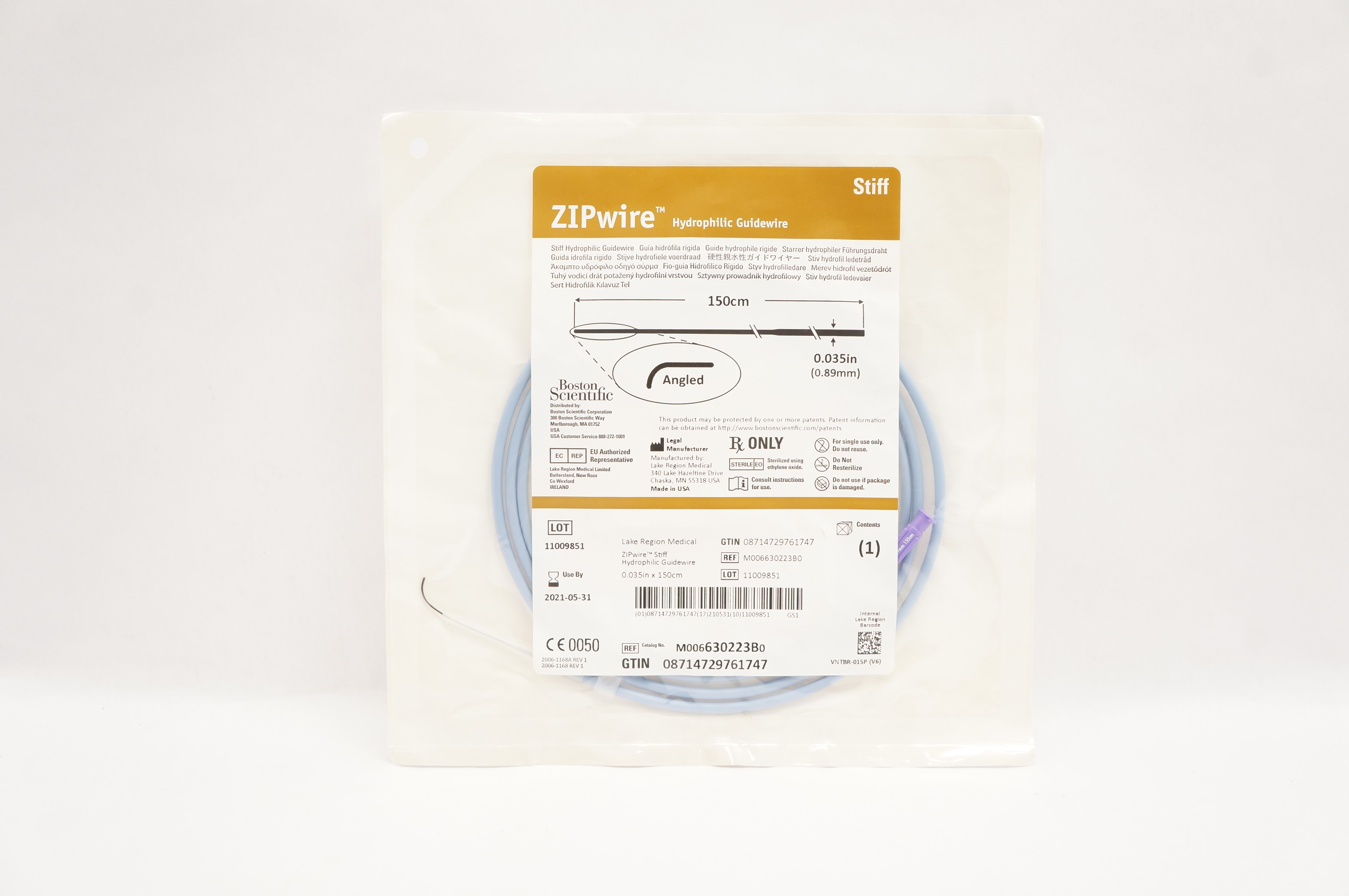 Boston Scientific 630223B Zipwire Hydrophilic Guidewire 150cm x 0.89mm (x)