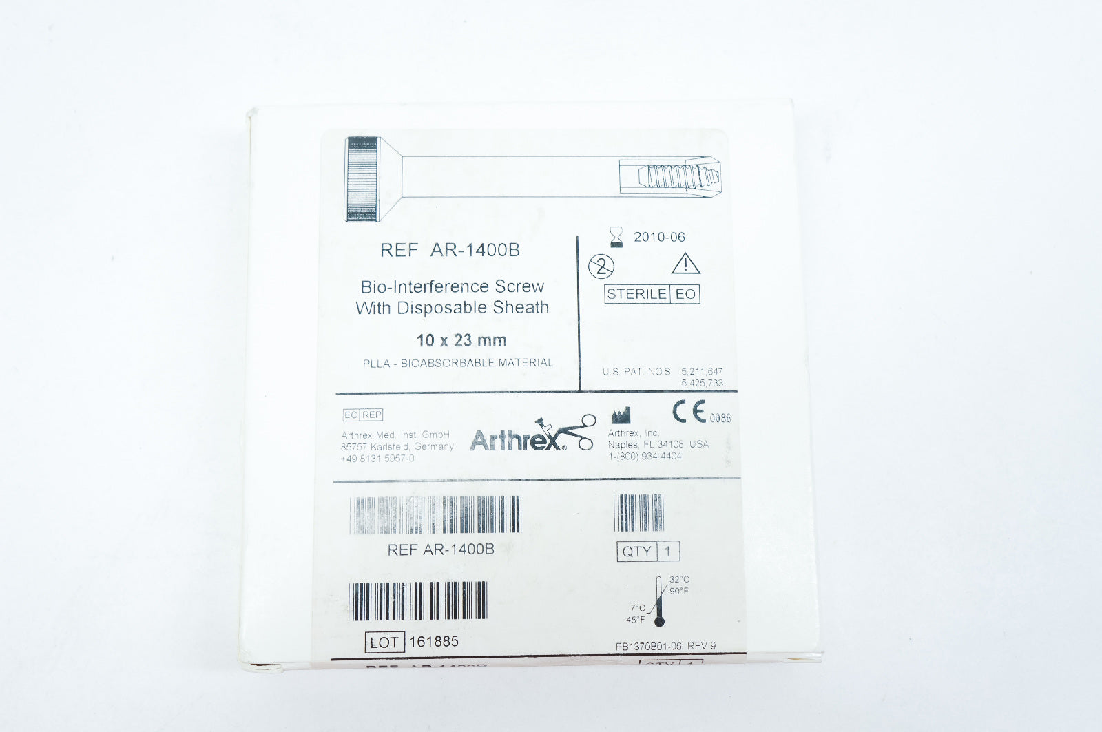 Arthrex AR-1400B Bio-Interference Screw With Disposable Sheath 10 x 23mm (x)