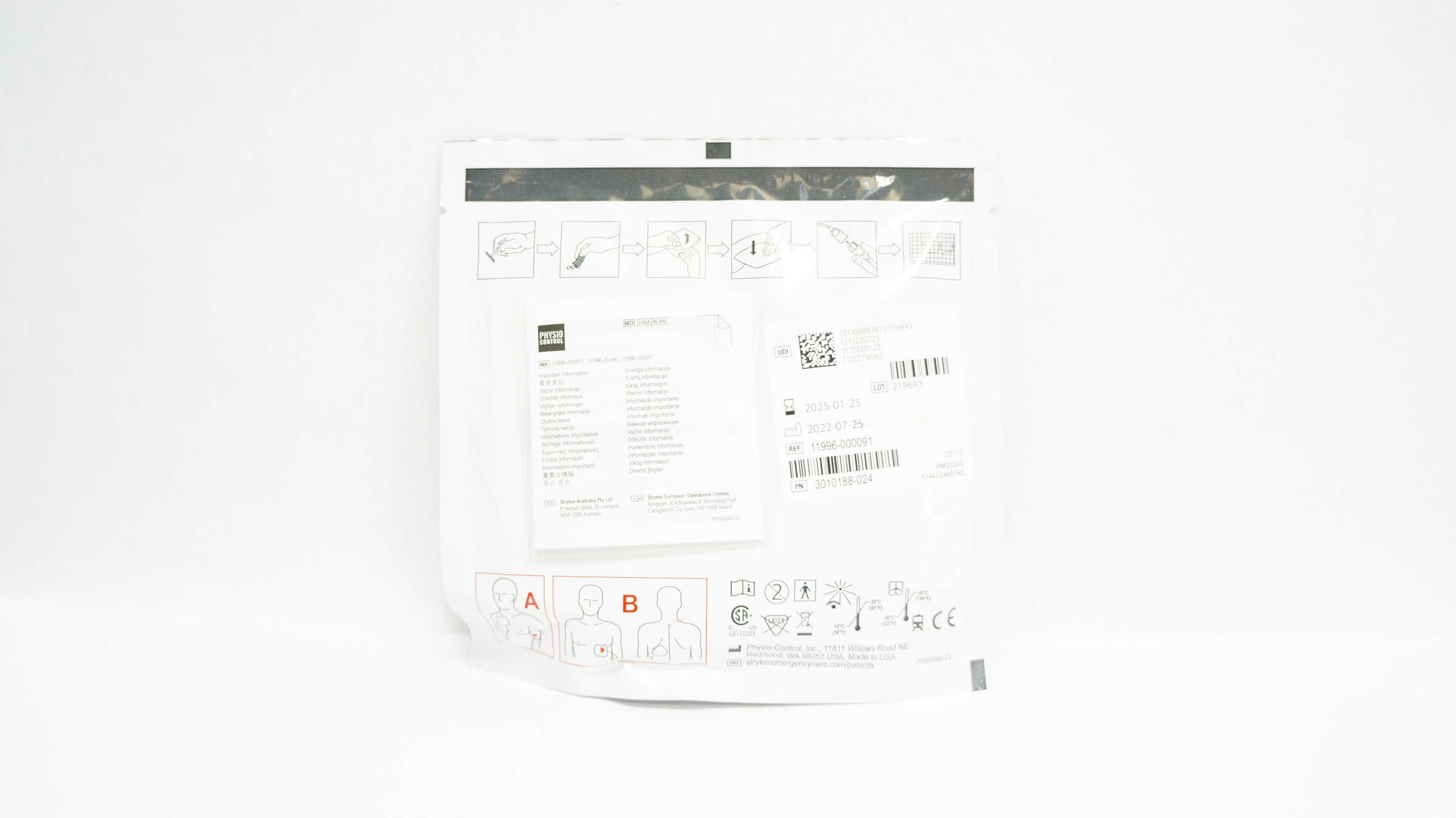 Physio Control 11996-000091 Quik-Combo Pacing/Defibrillation/ECG Electrodes