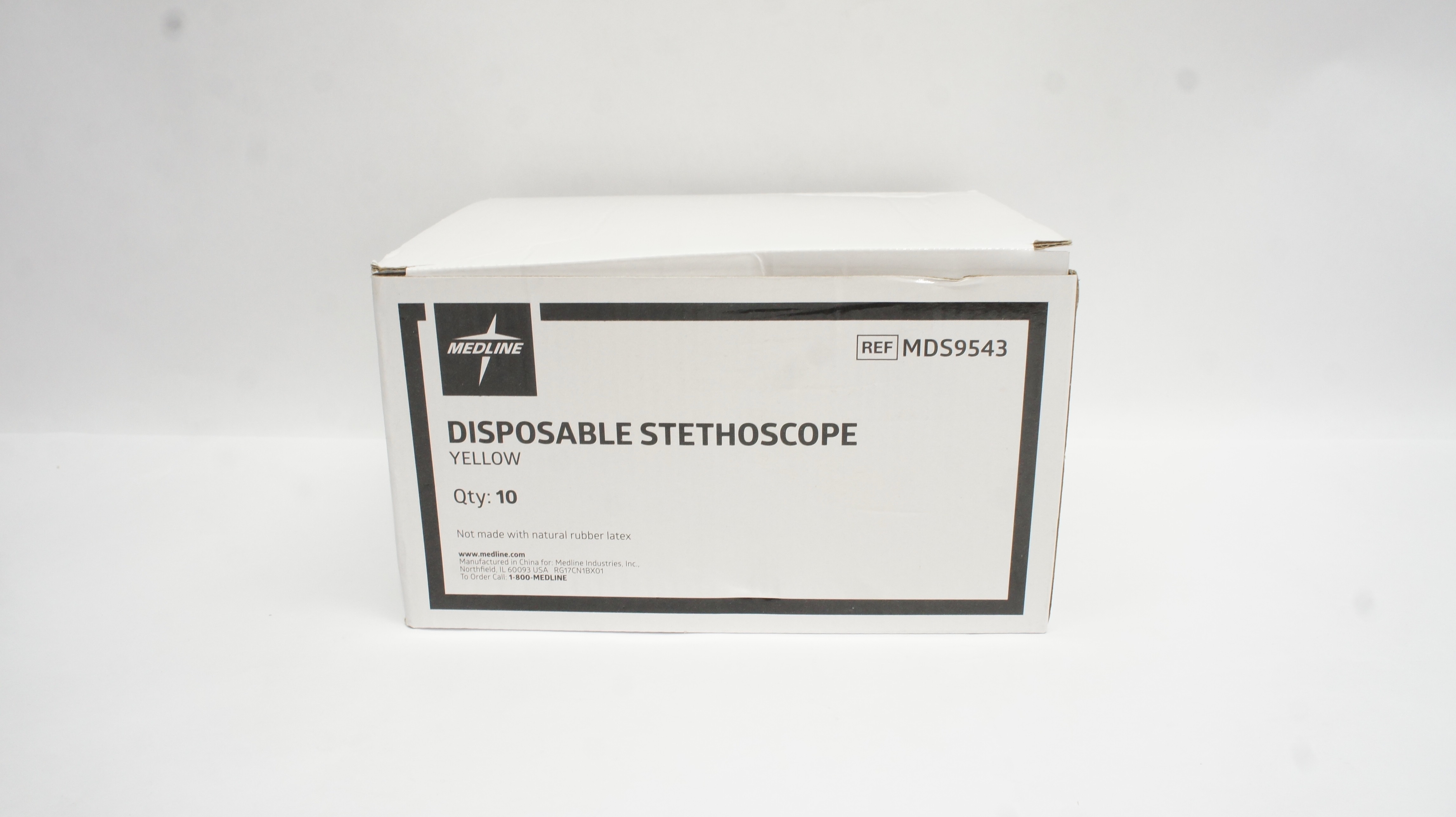 Medline MDS9543 Disposable Stethoscope, Yellow Box of 10