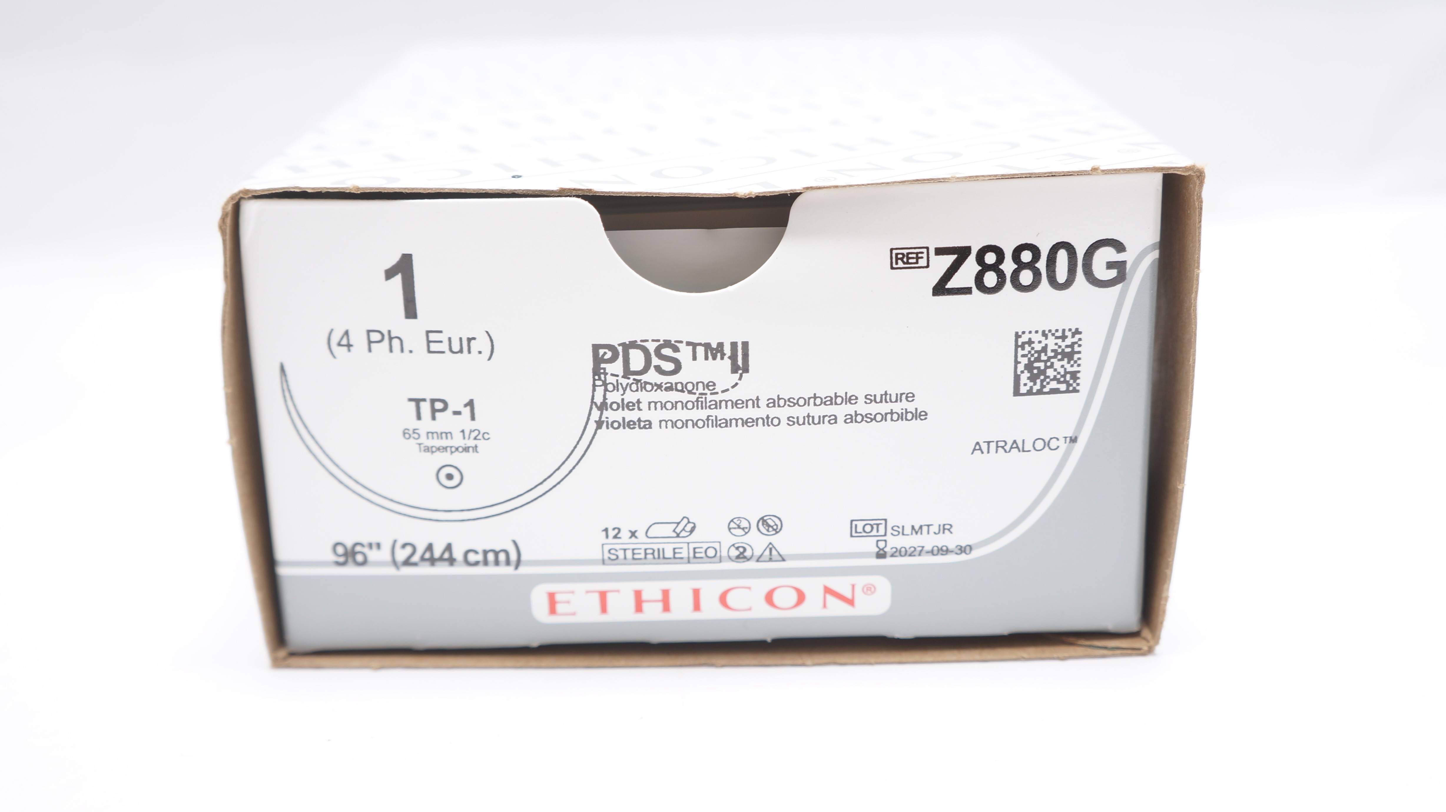 Ethicon Z880G 1 PDS II Stre TP-1 65mm 1/2c Taperpoint, 96inch - Box of 12