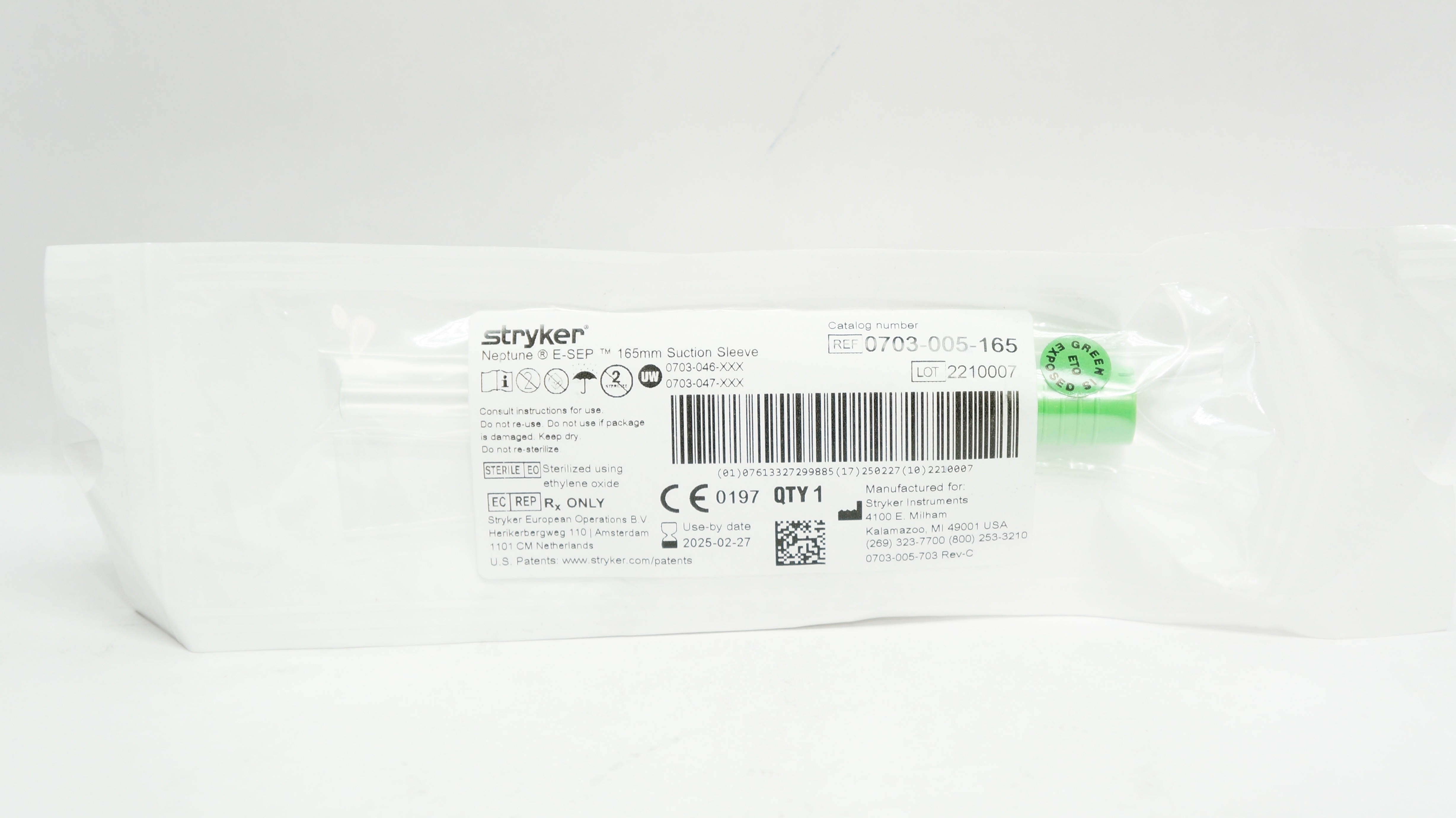 Stryker 0703-005-165 Neptune E-SEP 165mm Suction Sleeve