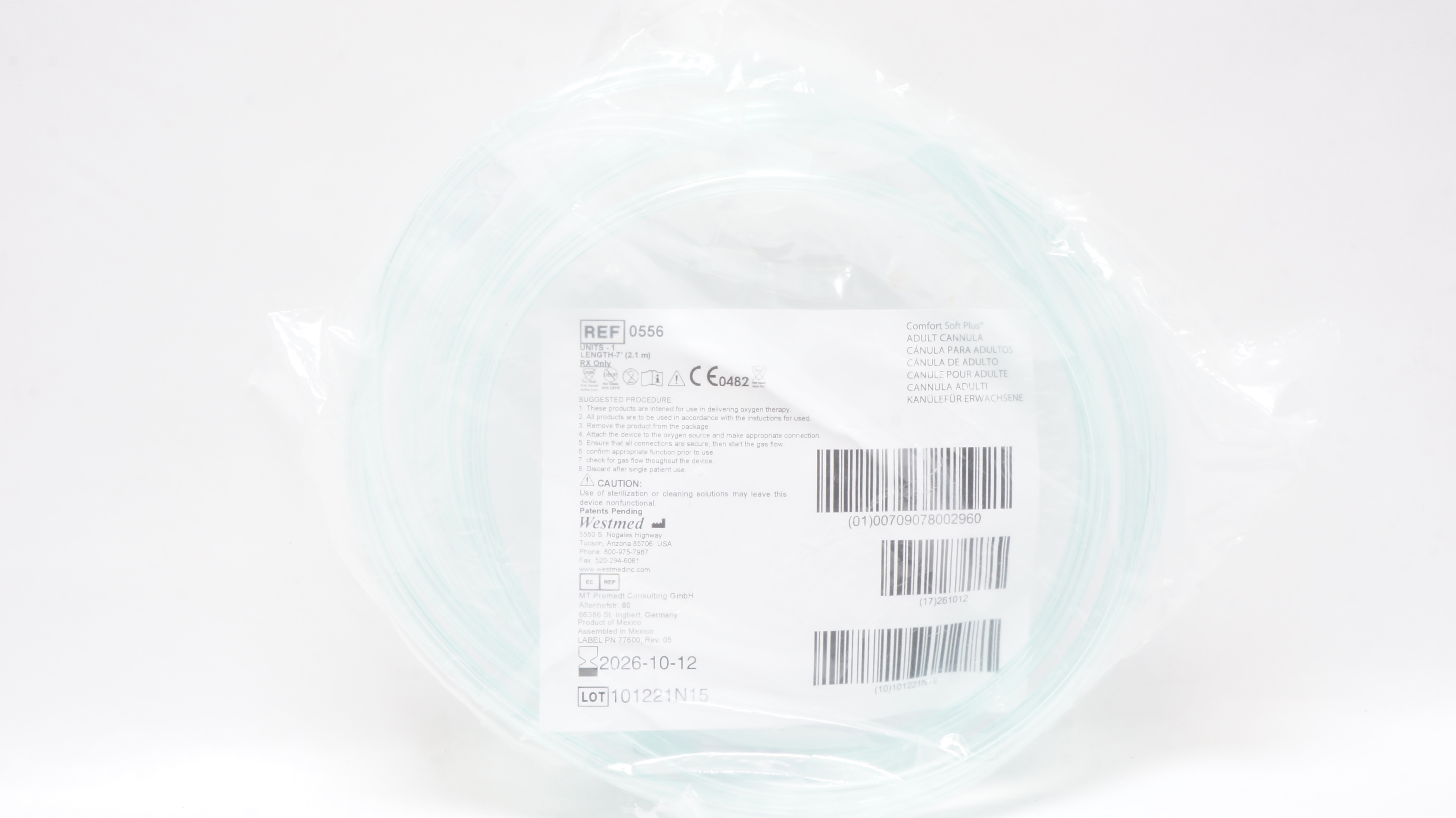 Westmed 0556 Comfort Soft Plus Adult Cannula 7ft.