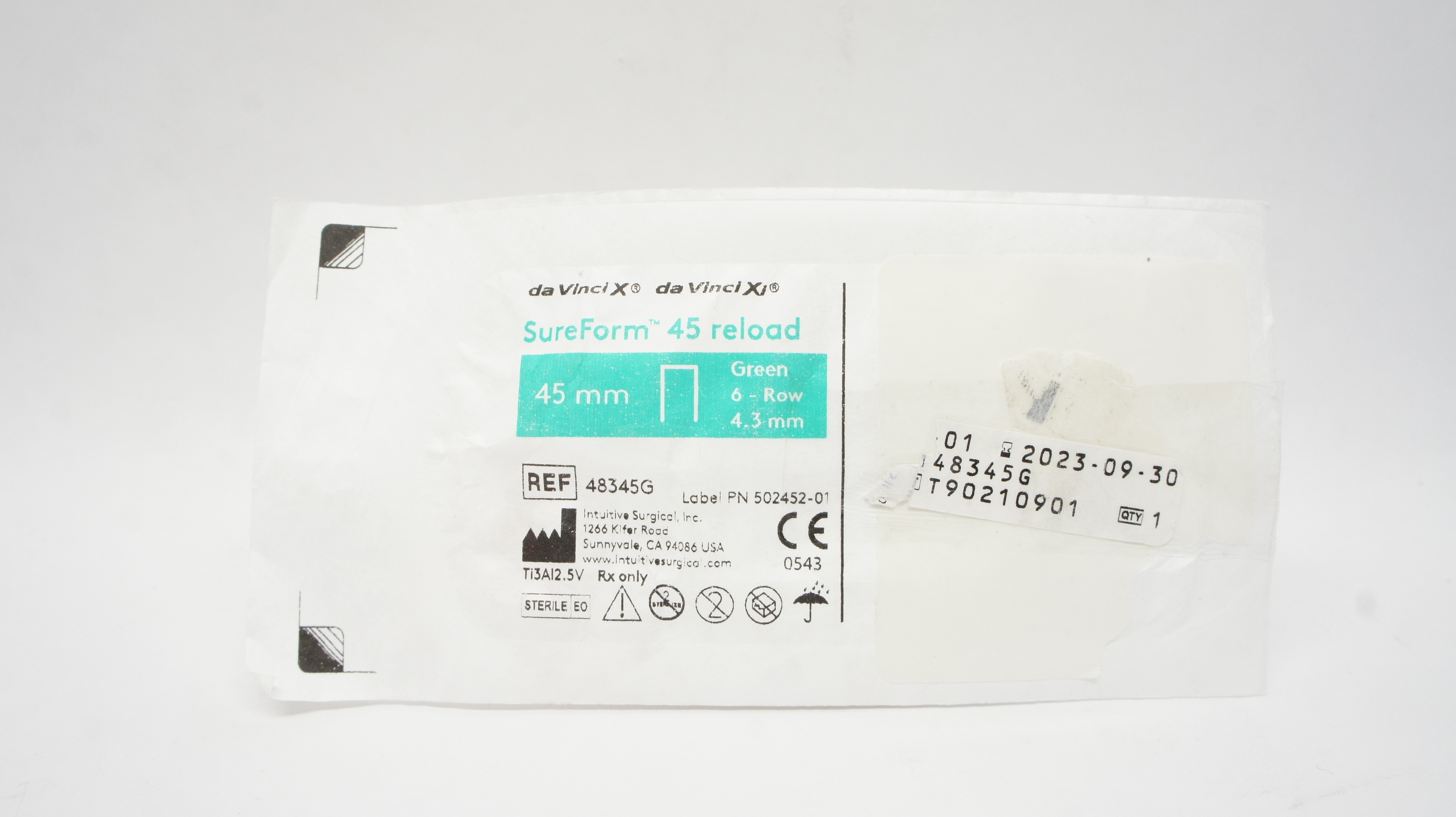 Intuitive 48345G da Vinci X, Xi SureForm Stapler 45mm Reload Green 6Row ...