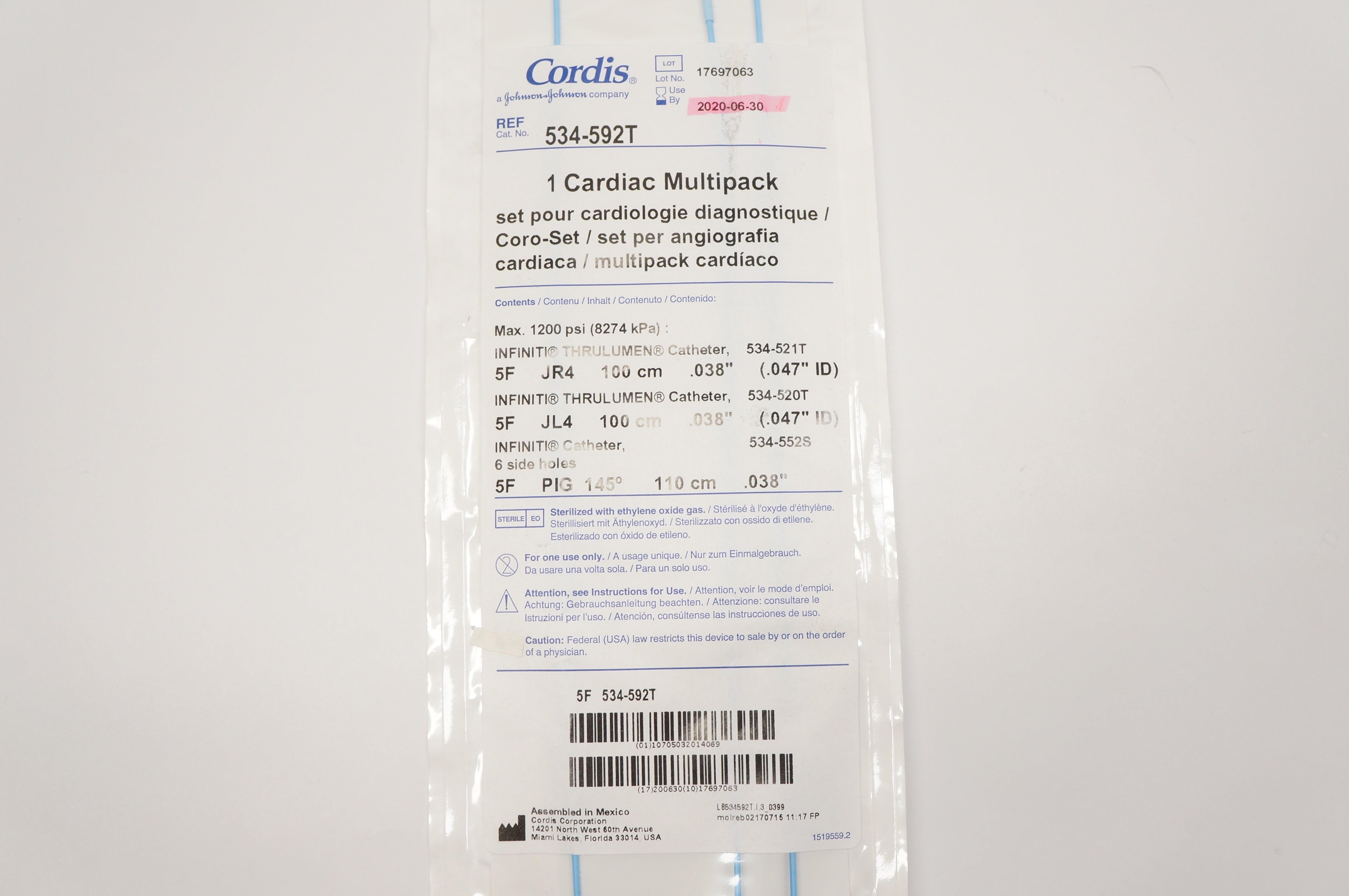 Cordis 534592T 1 Cardiac Multipack Set Pous Cardiologie Diagnostique (x)