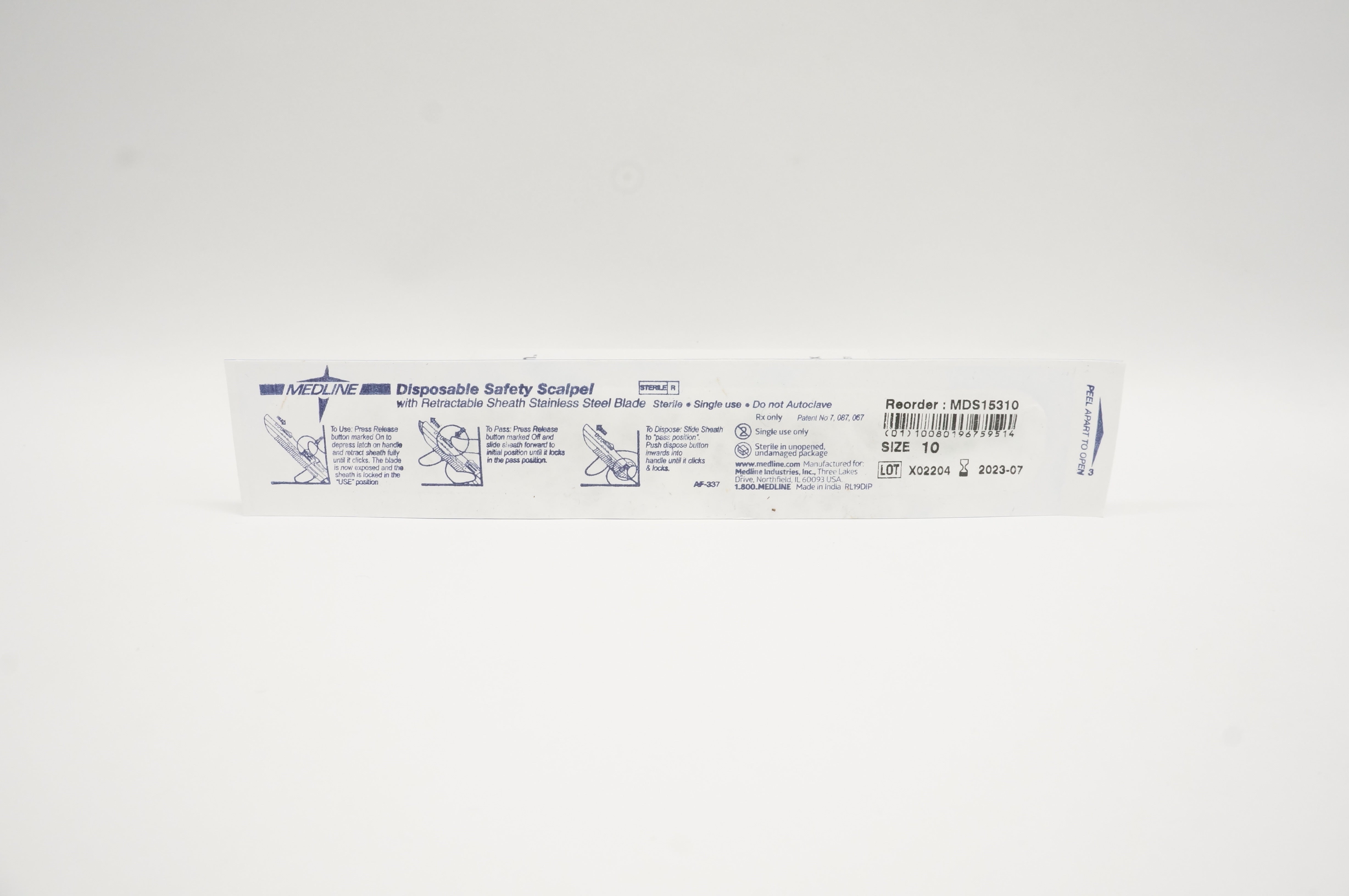 Medline MDS15310 Disposable Safety Scalpel Size 10