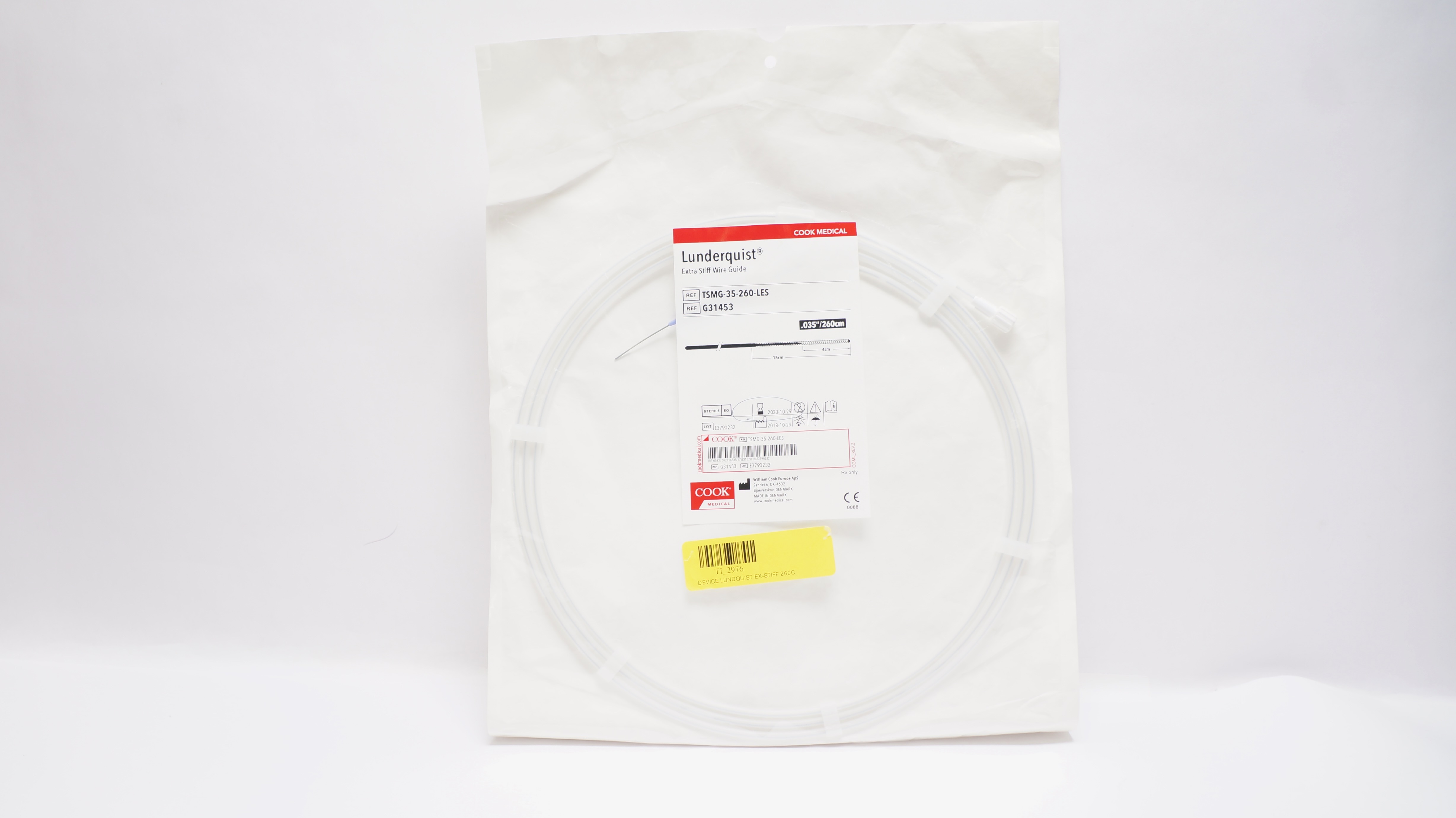 Lunderquist R7 Cook Medical G31453 Lunderquist Extra Stiff Wire Guide 0.035inch/260cm (x)